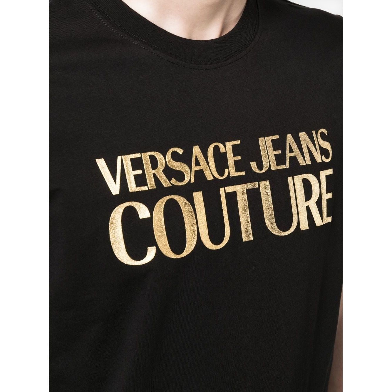 VERSACE JEANS CUTURE Marškinėliai trump. rankovėmis vyrams, Juoda, Logo thick foil t-shirt 3