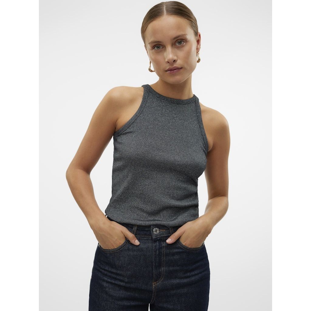 VERO MODA Marškiniai be rankovių moterims, Juoda, Chloe lurex short tank top 5