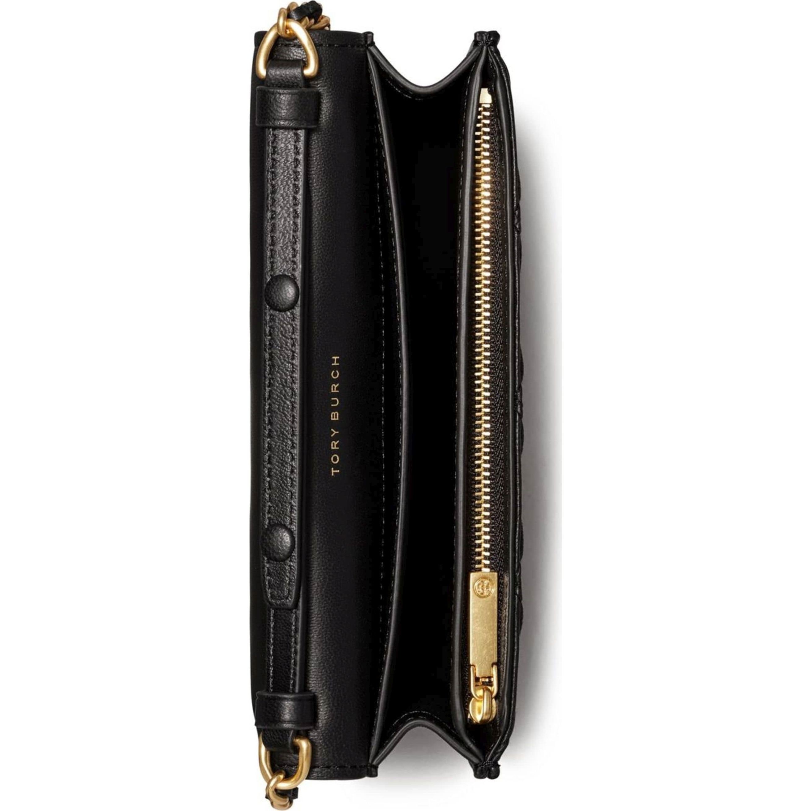 TORY BURCH Delninukė moterims, Juoda, Fleming soft chain wallet 4