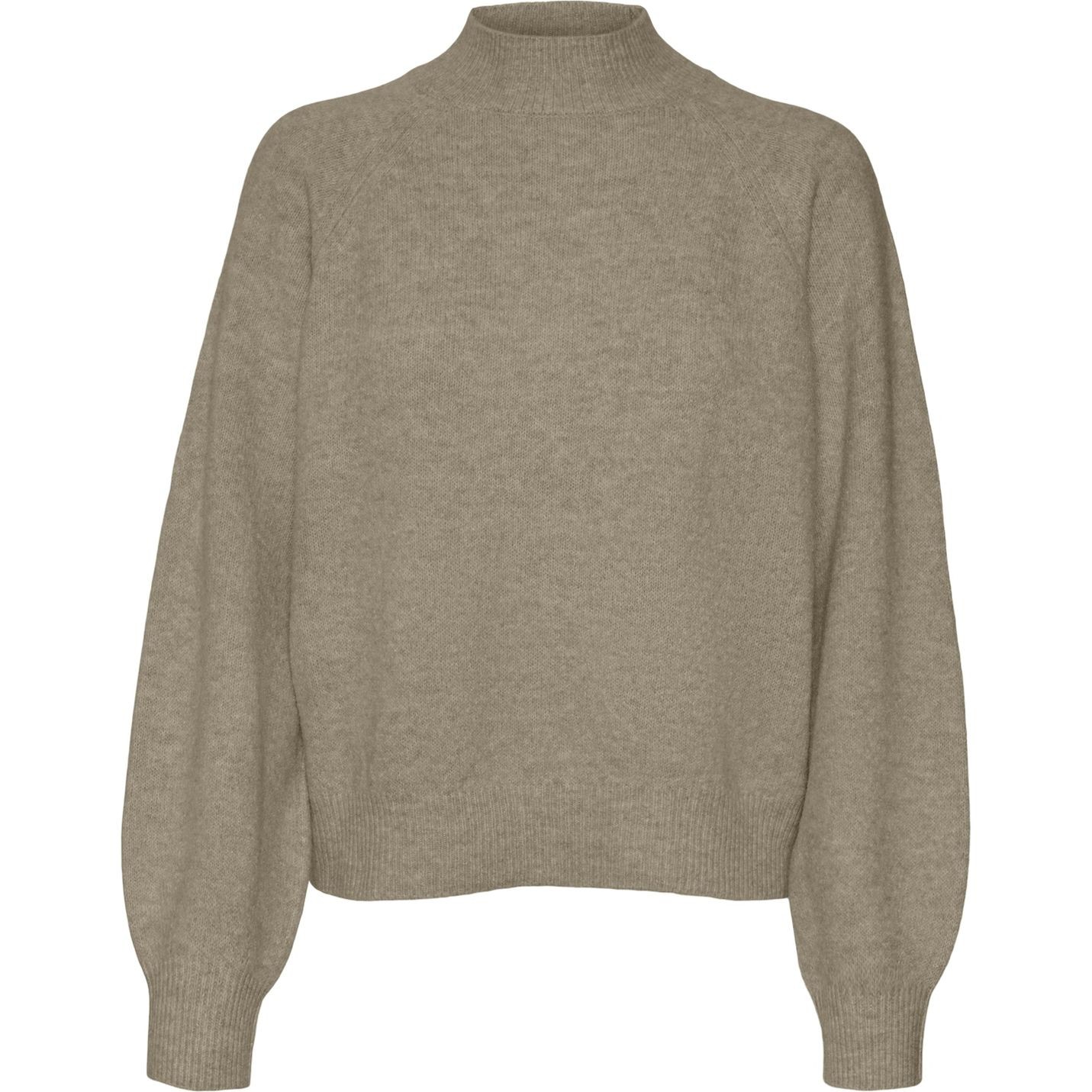 VERO MODA Megztinis su kaklu moterims, Smėlio, Leaf high neck pullover 1
