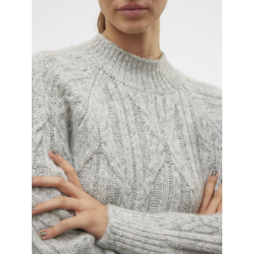 VERO MODA Megztinis su kaklu moterims, Pilka, Baily highneck pullover 6