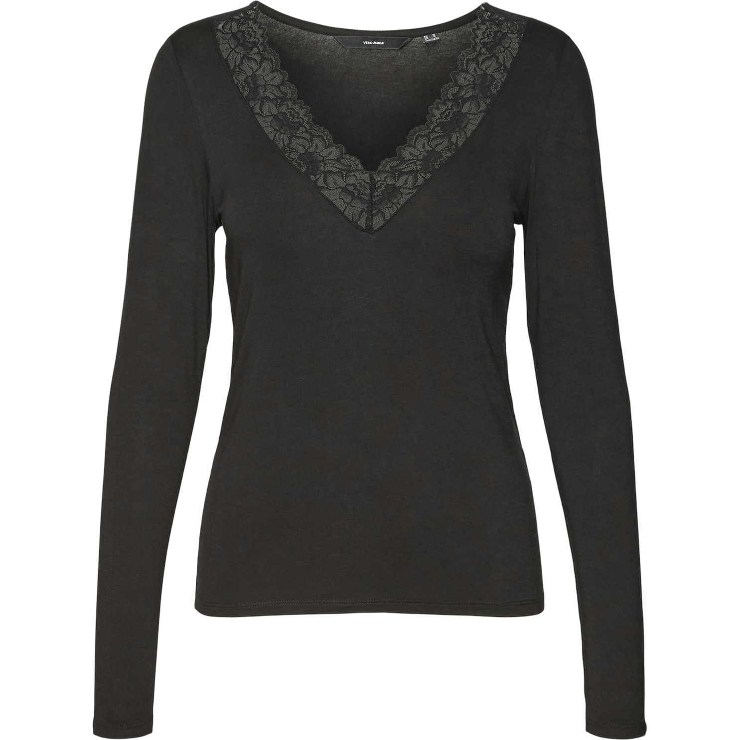 VERO MODA Marškinėliai ilgom. rankovėmis moterims, Juoda, Rosa v-neck lace top 5
