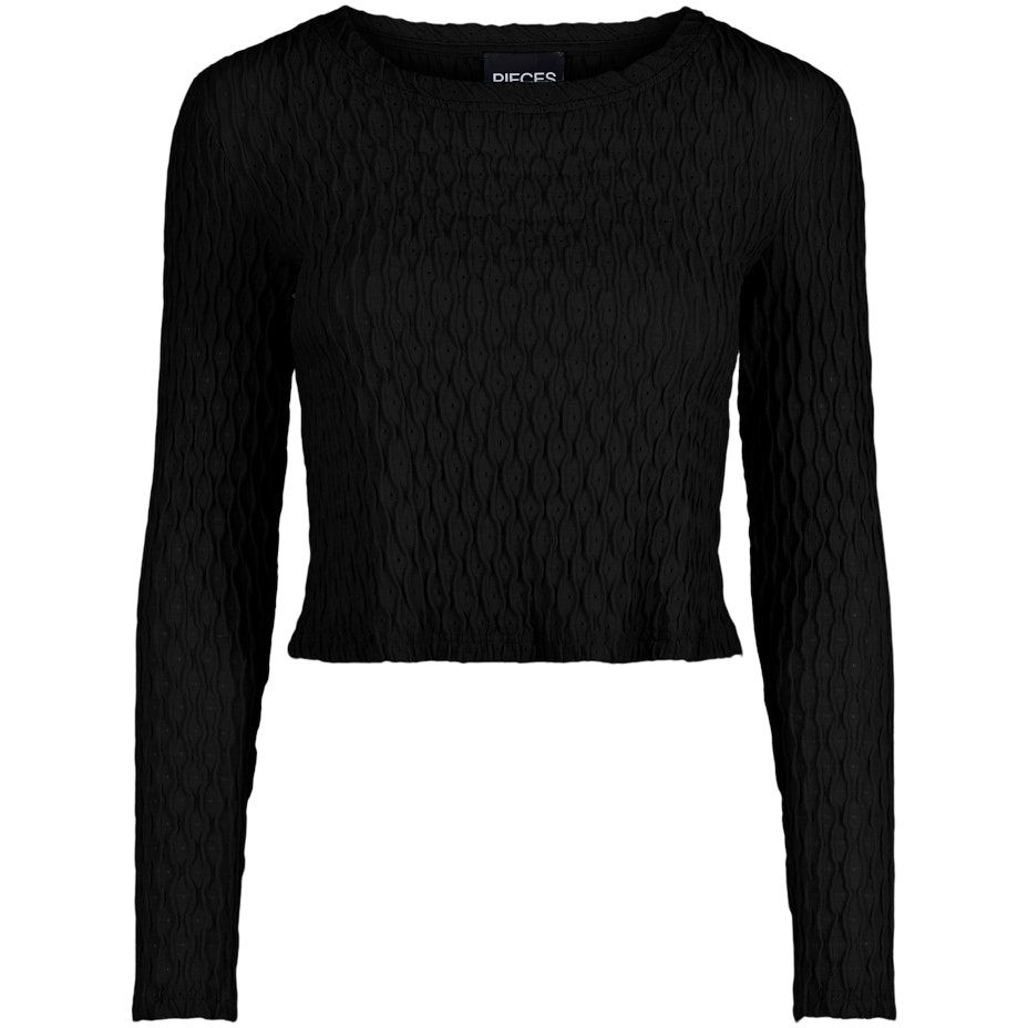 PIECES Palaidinės moterims, Juoda, PCFUBS LS SHORT TOP D 1