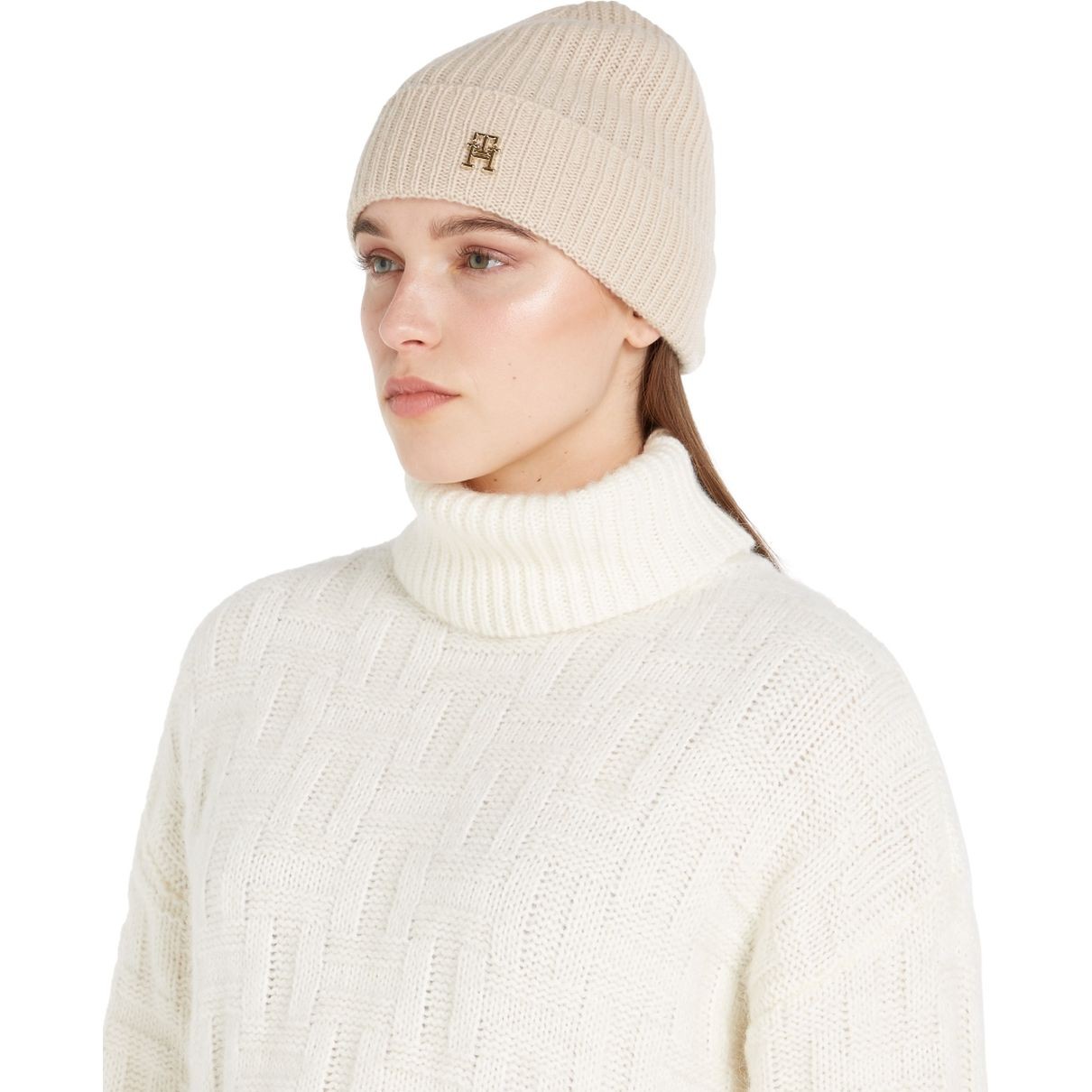 TOMMY HILFIGER Kepurė moterims, Smėlio, Chic beanie 3