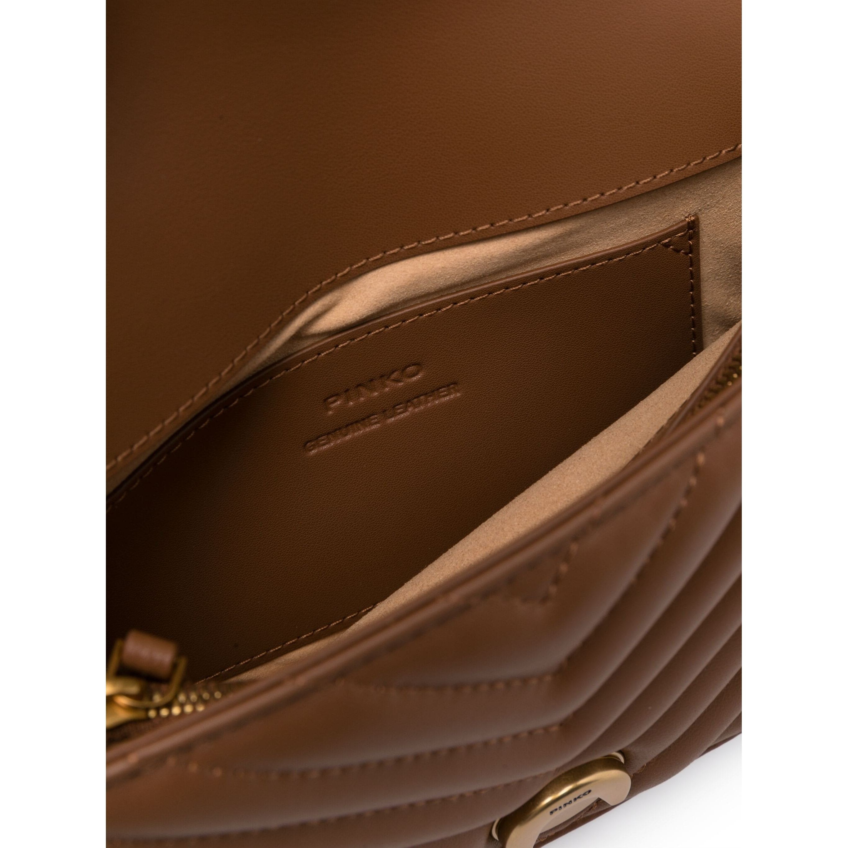 PINKO Rankinė per petį moterims, Ruda, Love one mini crossbody bag 4