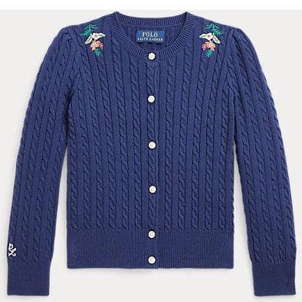 RALPH LAUREN KIDS Kardiganas mergaitėms, Mėlyna, Cable cardigan 1