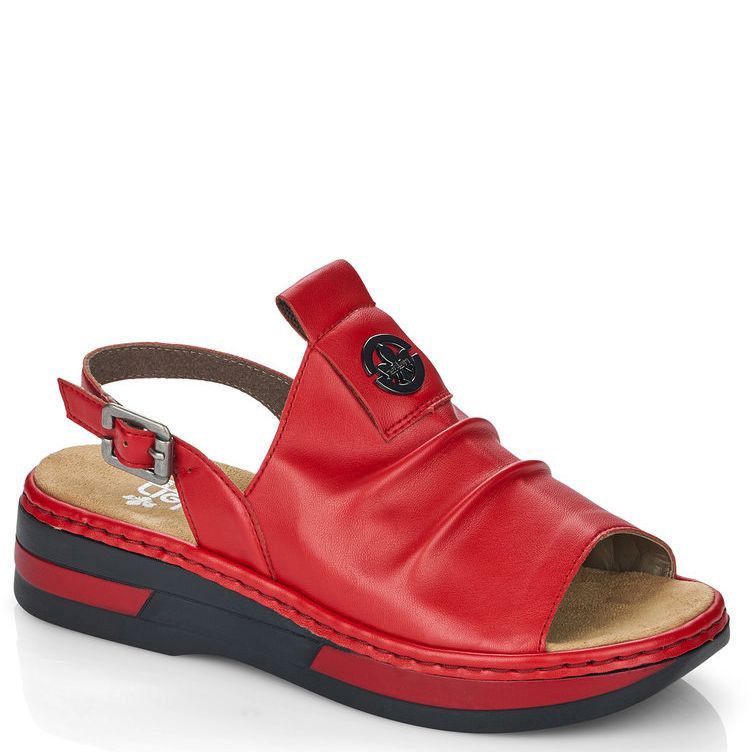RIEKER Basutės moterims, Raudona, SANDALS 1
