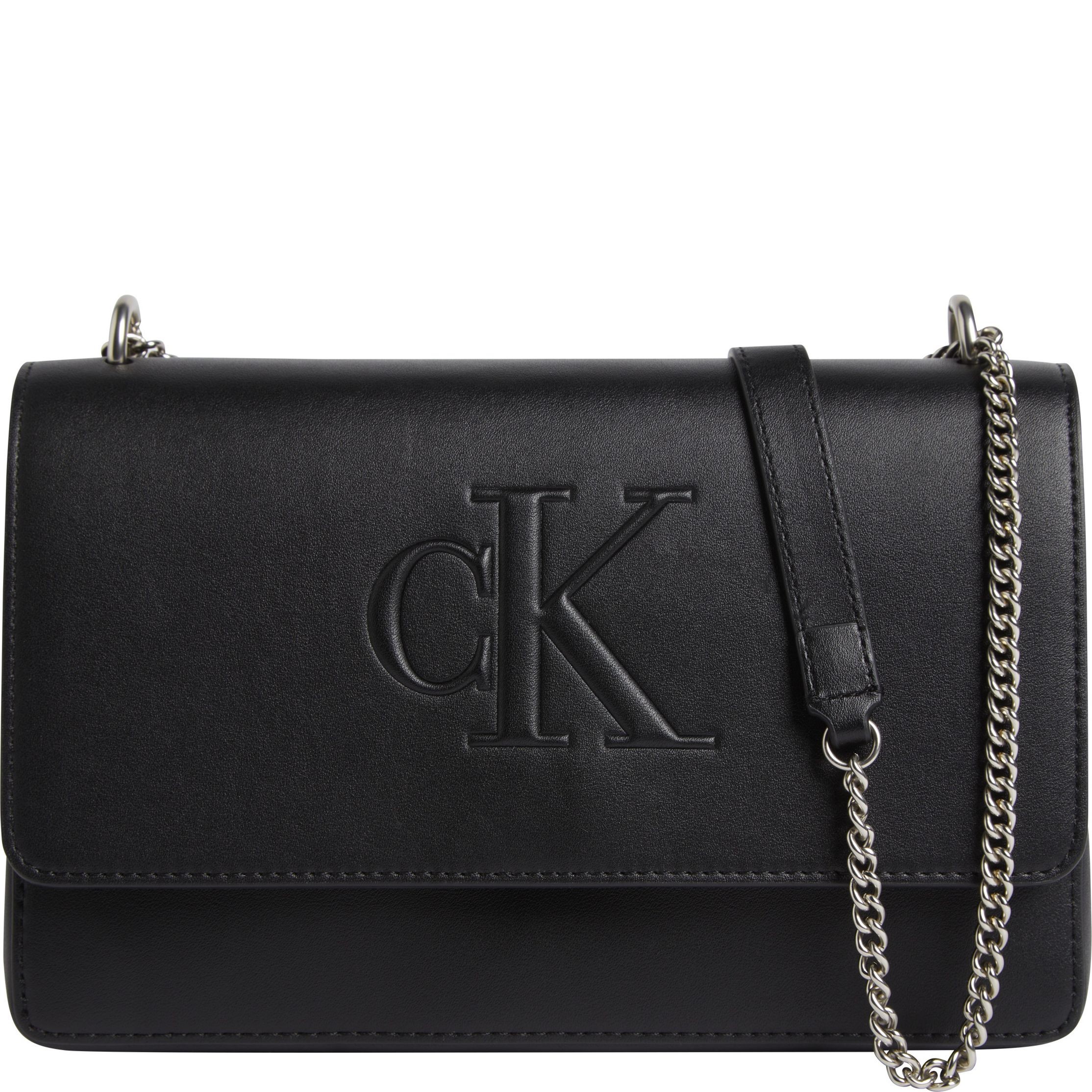 CALVIN KLEIN JEANS Rankinė per petį moterims, Juoda, Sculpted flap deboss crossbody 1