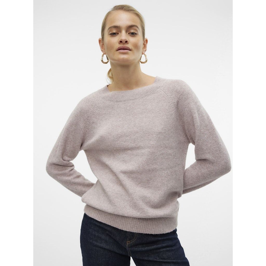 VERO MODA Megztinis moterims, Rožinė, VMDOFFY LS O-NECK BL 2
