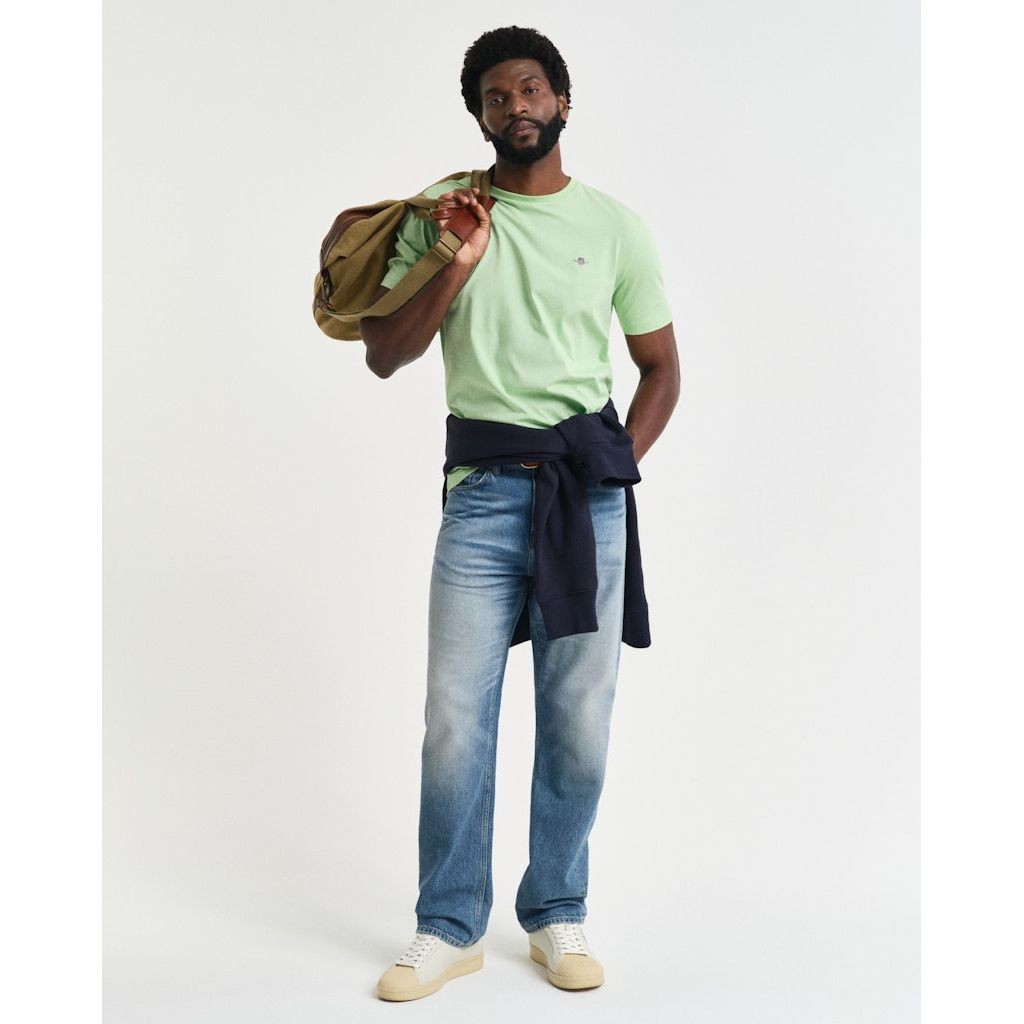 GANT Marškinėliai trump. rankovėmis vyrams, Žalia, Reg shield SS t-shirt 5