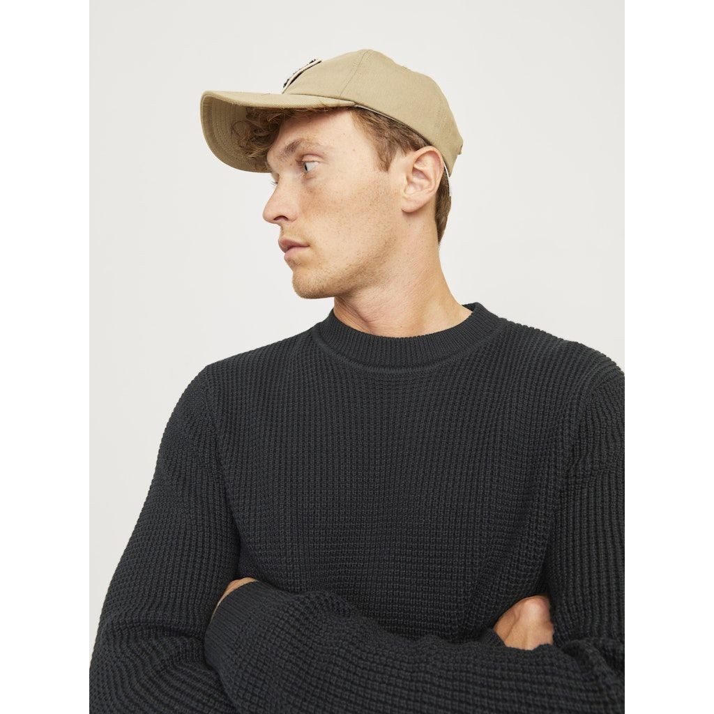 JACK & JONES Megztinis vyrams, Juoda, Viggo waffle knit crew neck 7