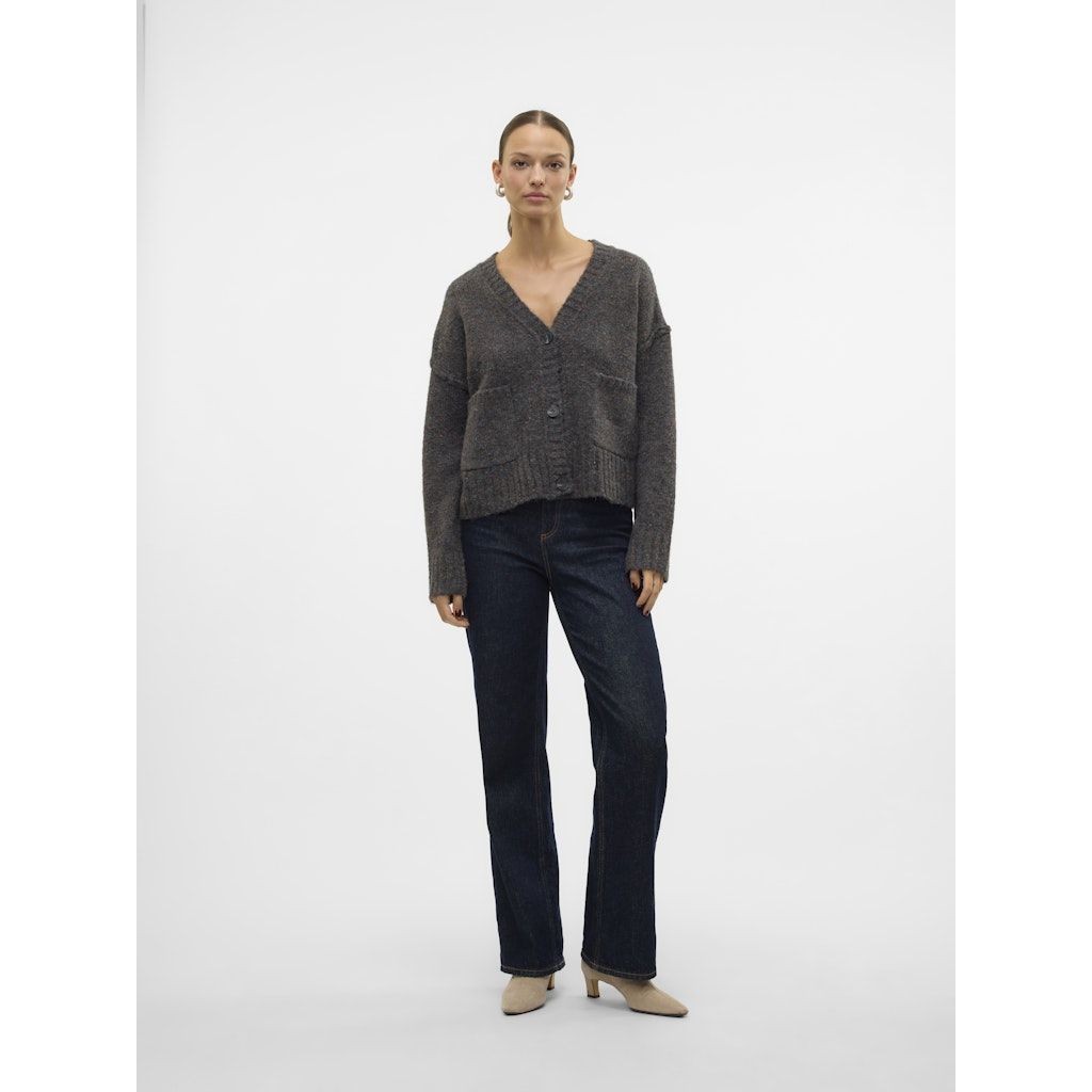 VERO MODA Kardiganas moterims, Pilka, Ingrid v-neck cardigan 3