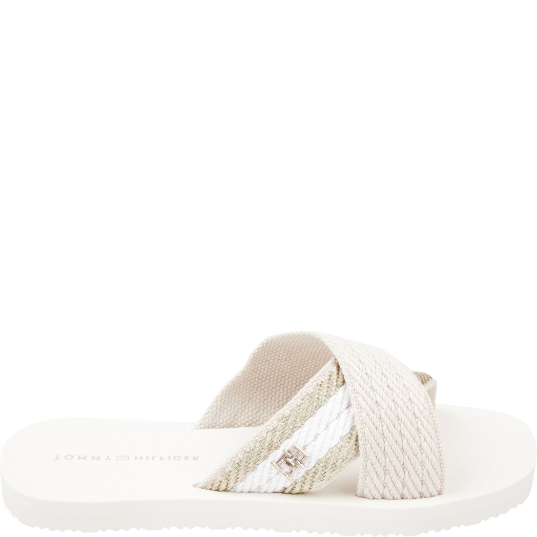 TOMMY HILFIGER Šlepetės moterims, Smėlio, Fresh webbing sandal 1