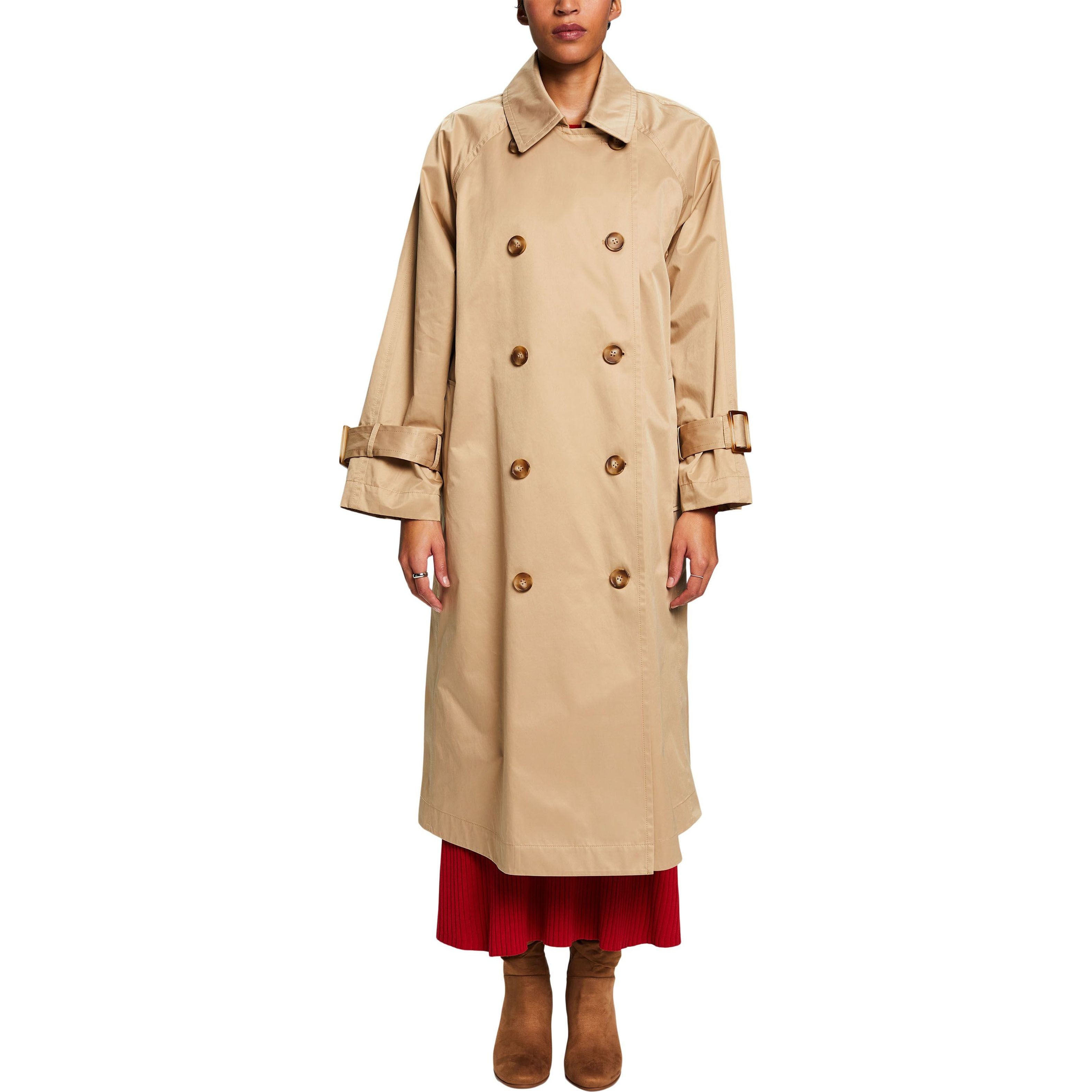 ESPRIT Paltas moterims, Smėlio, Double-Breasted Trench Coat 2