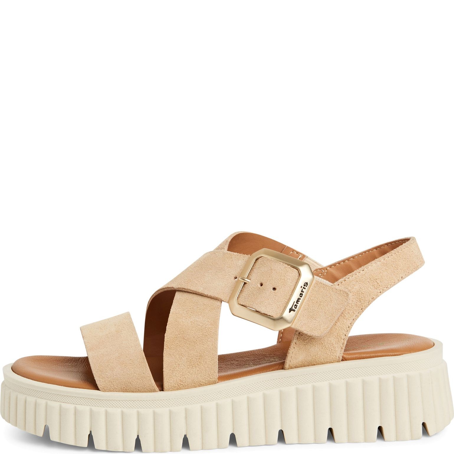 TAMARIS Basutės moterims, Smėlio, Wedge/plat sandals 3