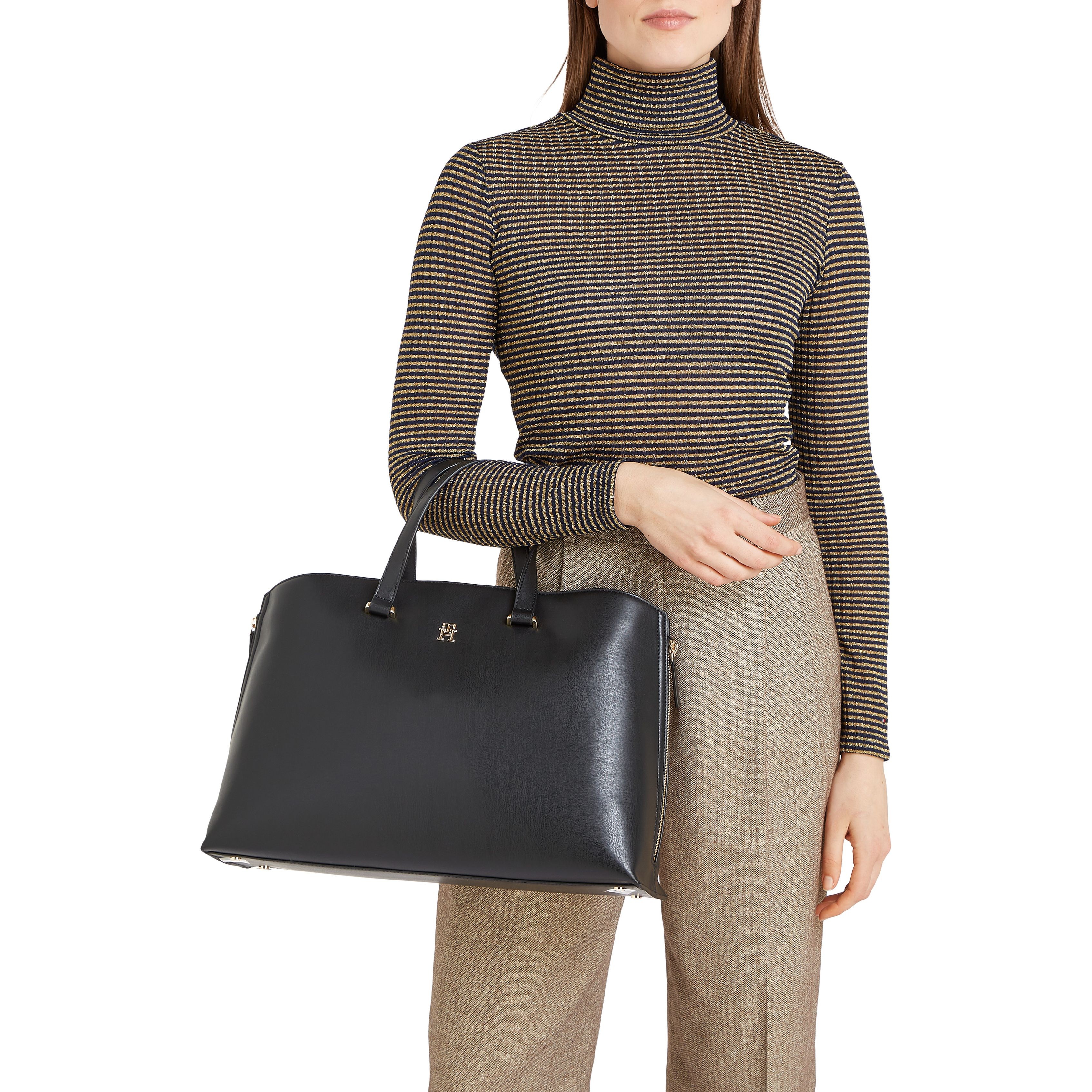 TOMMY HILFIGER Pirkinių krepšys moterims, Juoda, Modern tote 4