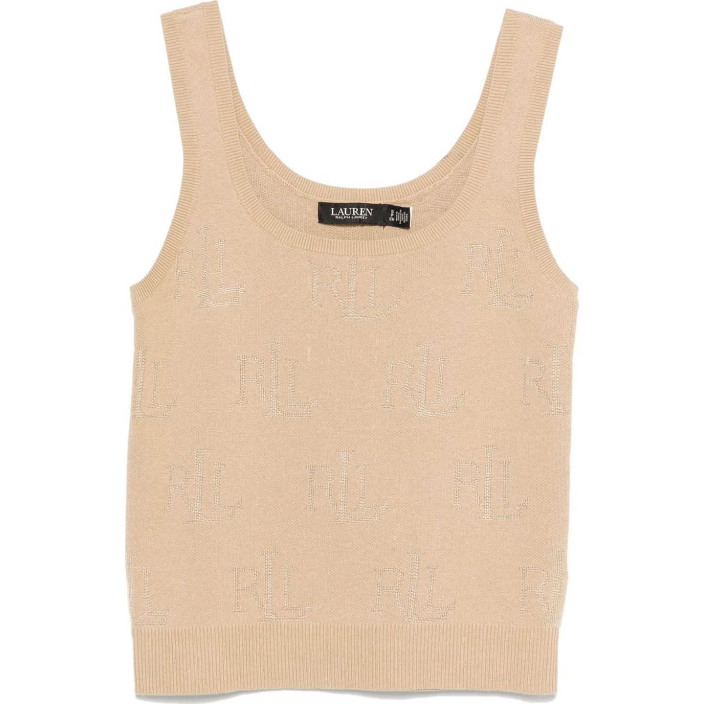 LAUREN RALPH LAUREN Marškiniai be rankovių moterims, Smėlio, Onofryo sleeveless pullover 1