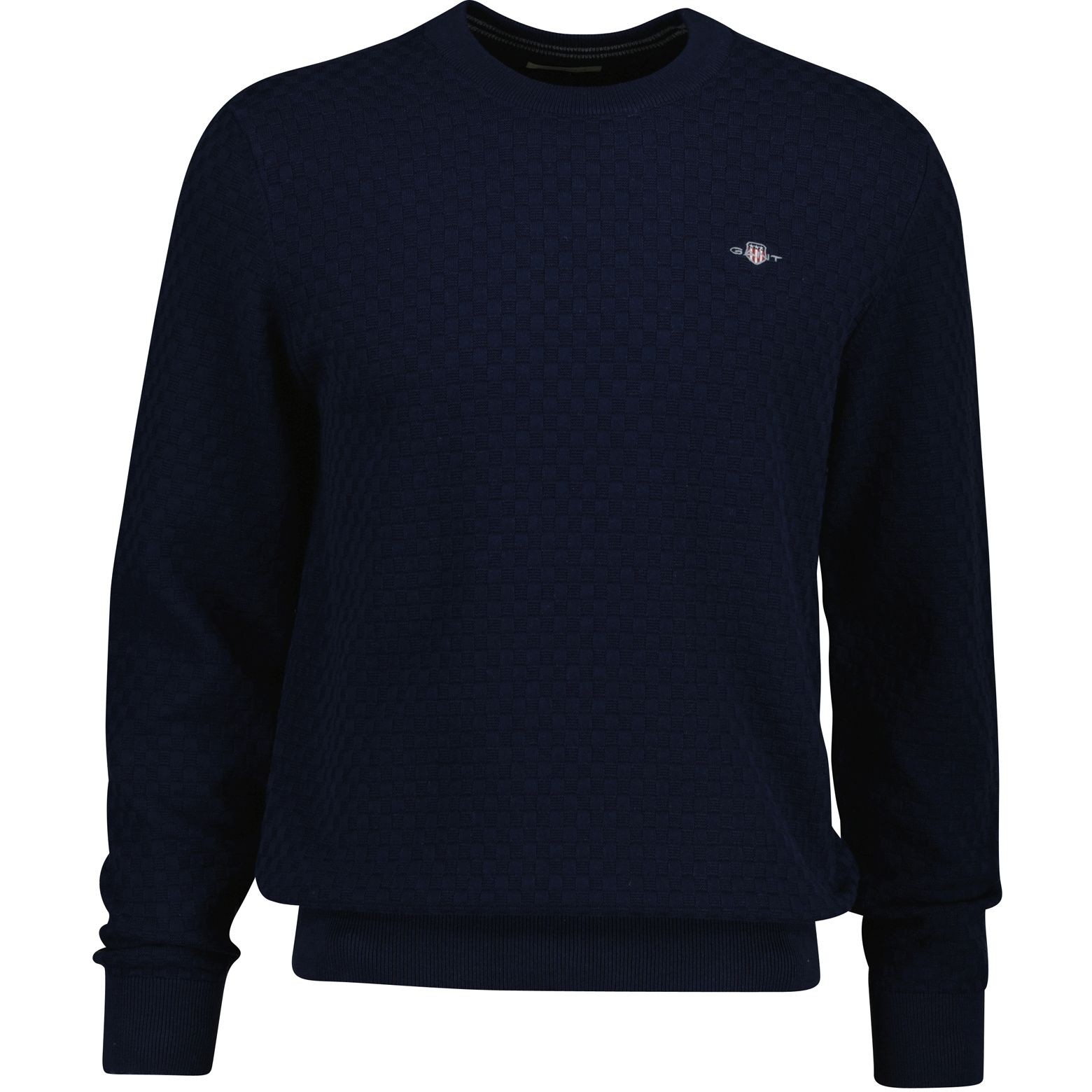 GANT Megztinis vyrams, Mėlyna, micro  texture c-neck 1