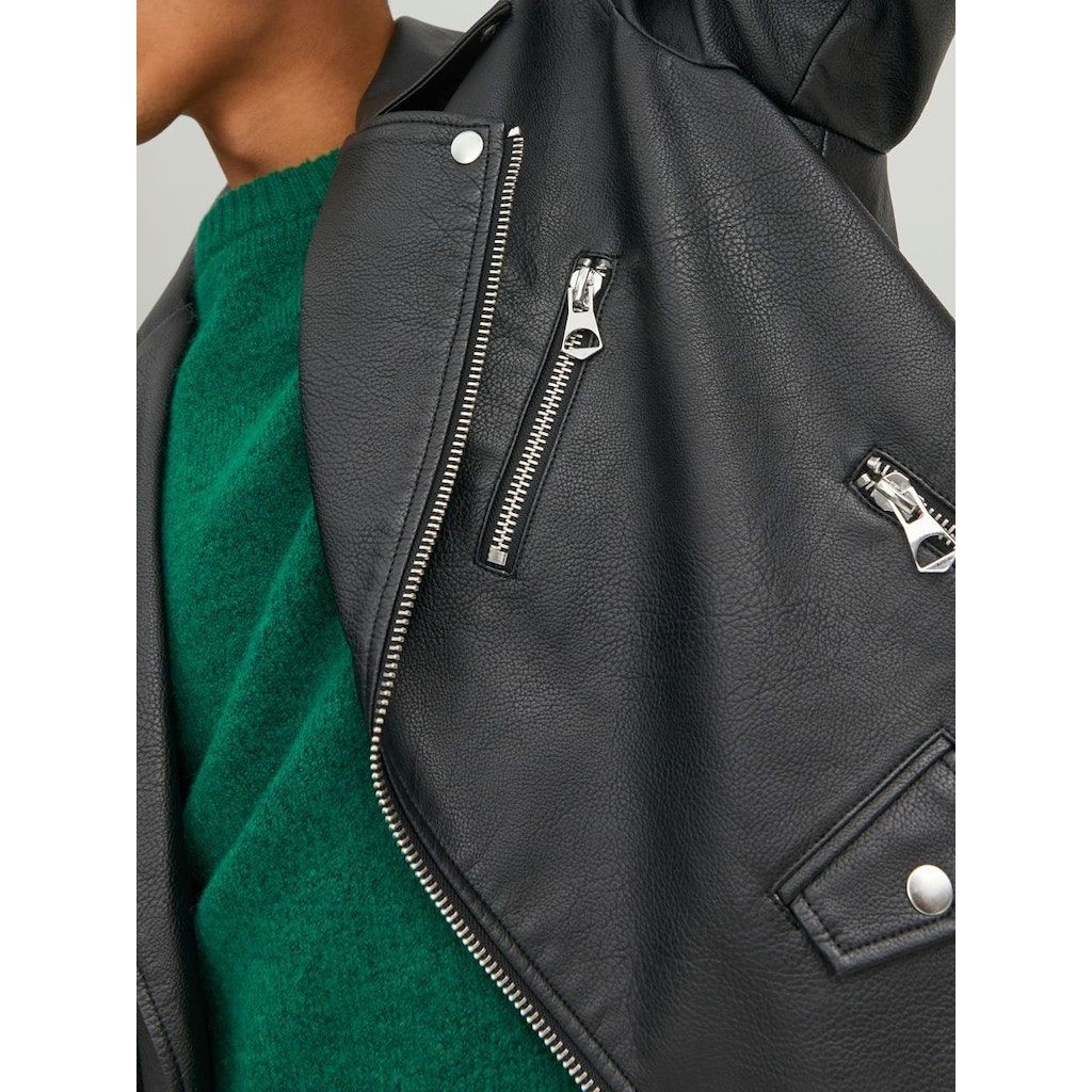 JACK & JONES Striukė vyrams, Juoda, JORFLORES BIKER JACK 6