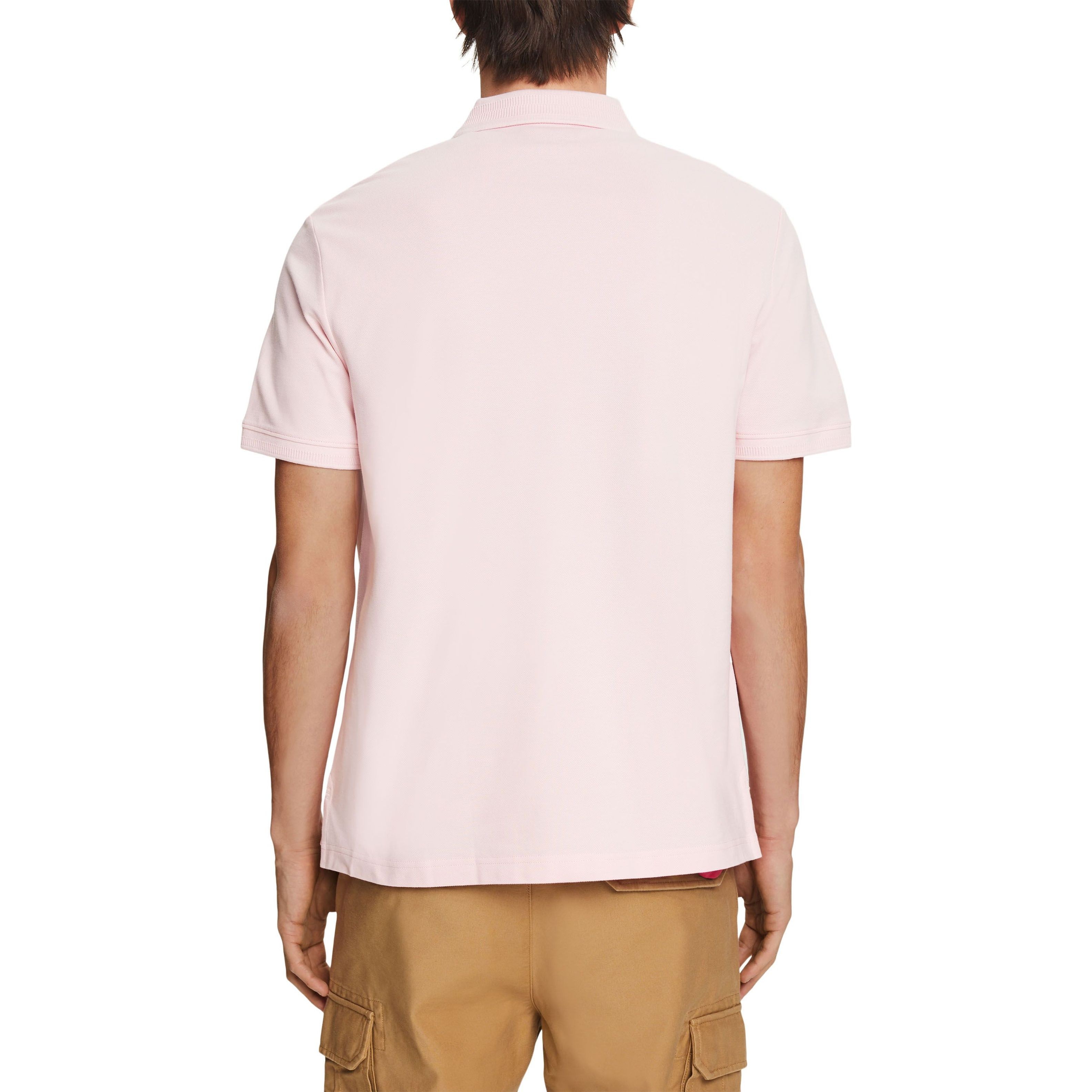 ESPRIT Polo marškiniai ilgos rank. vyrams, Rožinė, Cotton Pique Polo Shirt 3