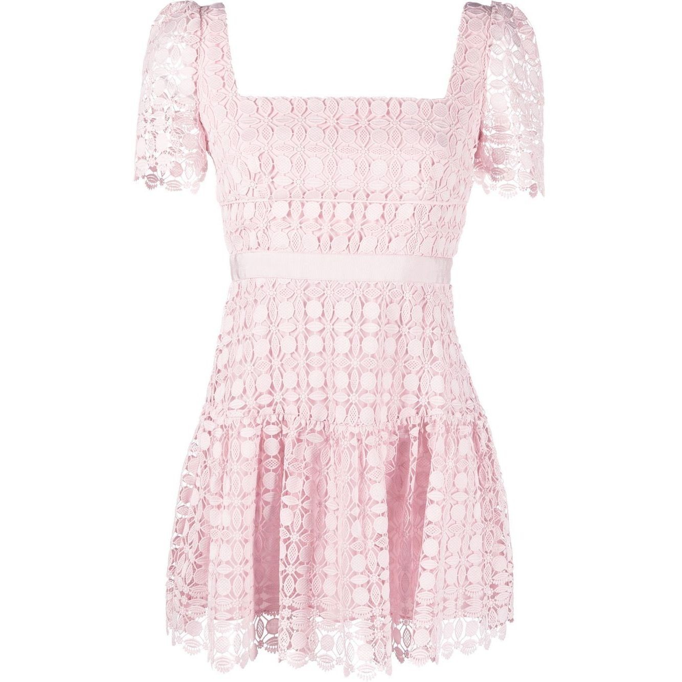 SELF PORTRAIT Mini suknelė moterims, Rožinė, Pink petal lace mini dress