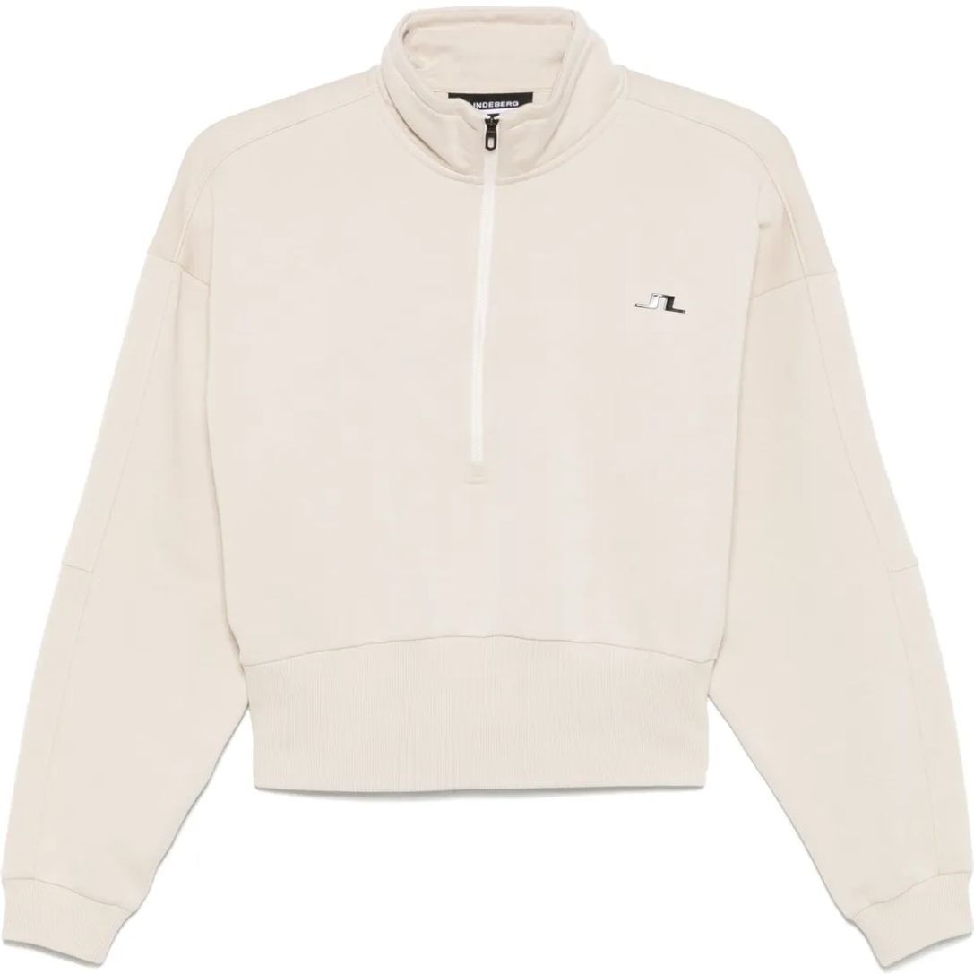 J.LINDEBERG Megztinis moterims, Smėlio, Lucia zip mock neck