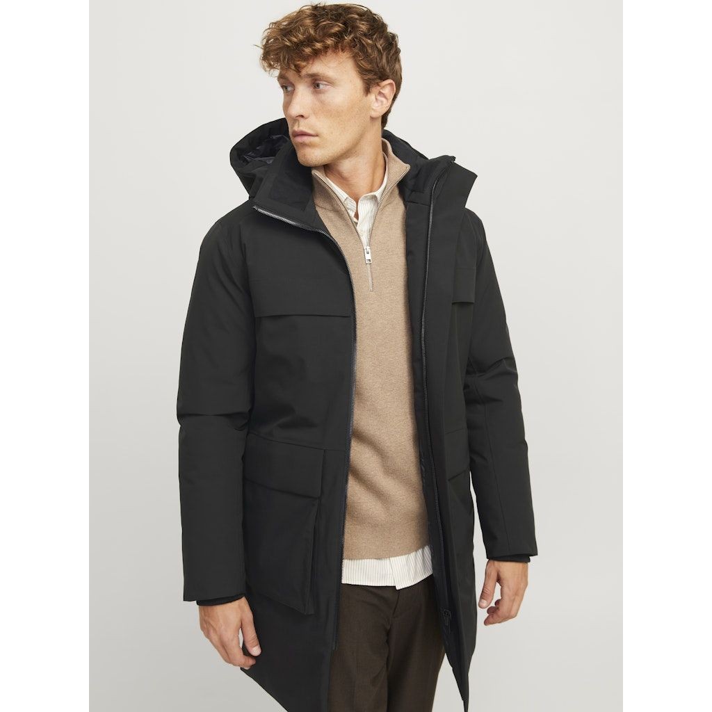 JACK & JONES Pūkinis paltas vyrams, Juoda, Wave parka 6