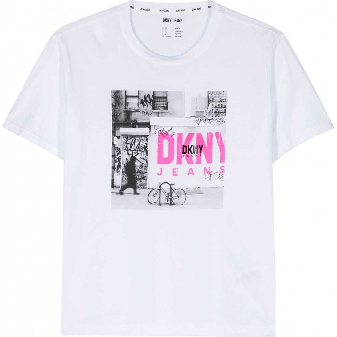 DKNY Marškinėliai trump. rankovėmis moterims, Balta, Photoreal grafitti relaxed tee 1