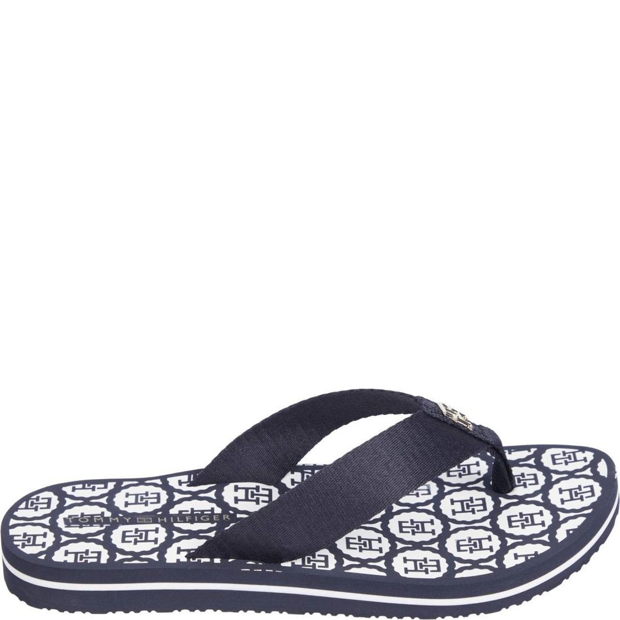 TOMMY HILFIGER Pliažo šlepetės per pirštą moterims, Mėlyna, Emblem beach sandal 1
