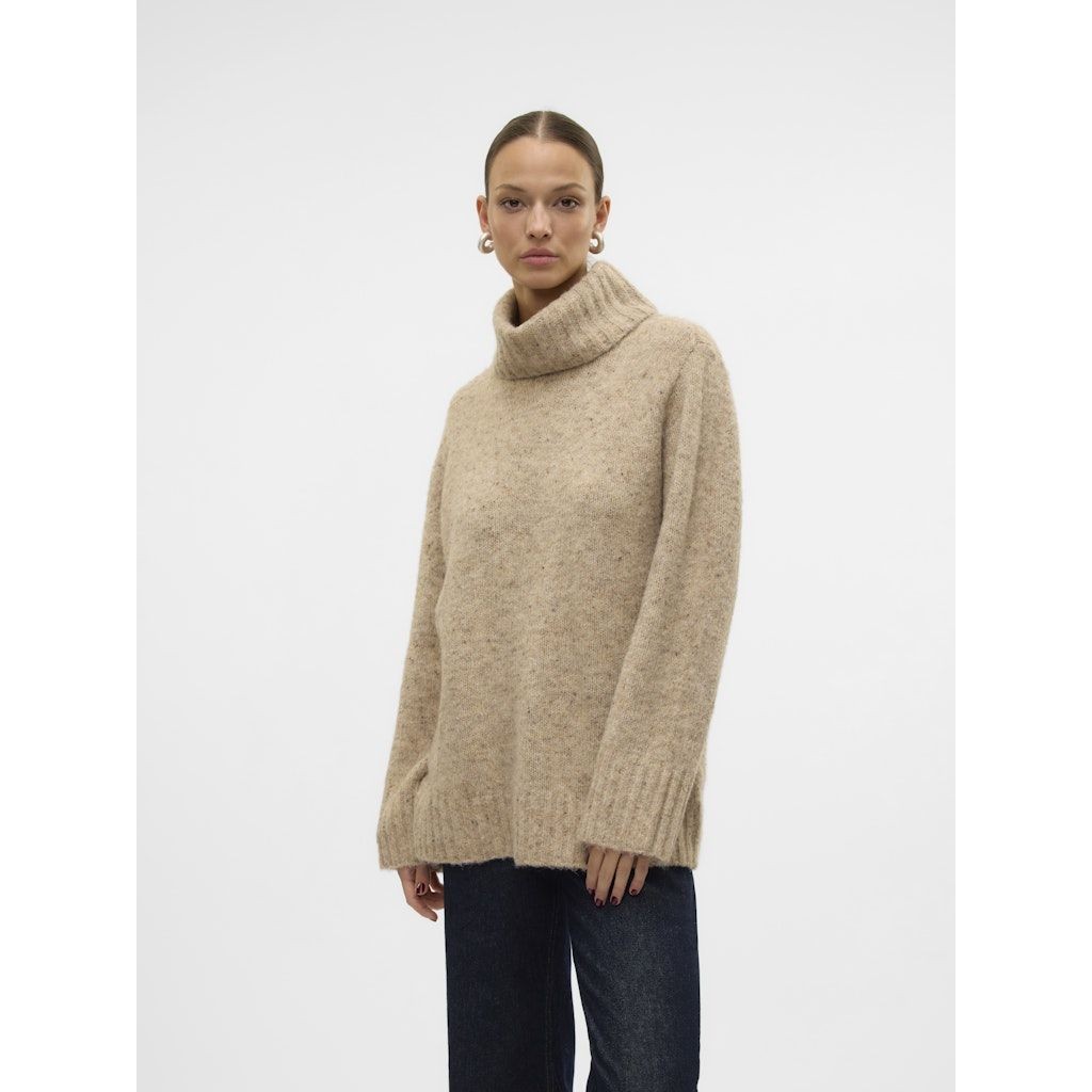 VERO MODA Megztinis su kaklu moterims, Smėlio, Ingrid cowlneck pullover 2