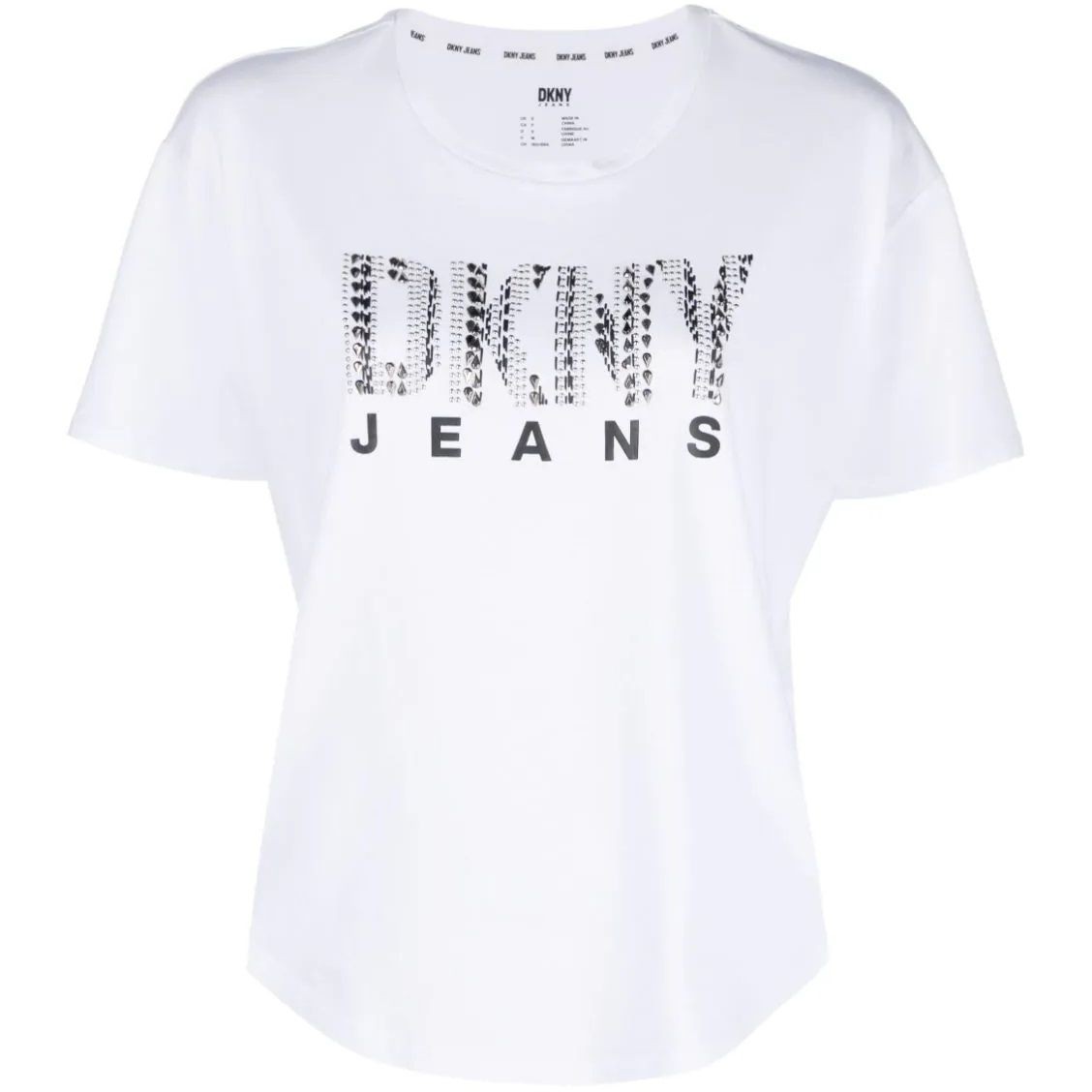 DKNY Marškinėliai trump. rankovėmis moterims, Balta, Round hem logo t-shirt 1