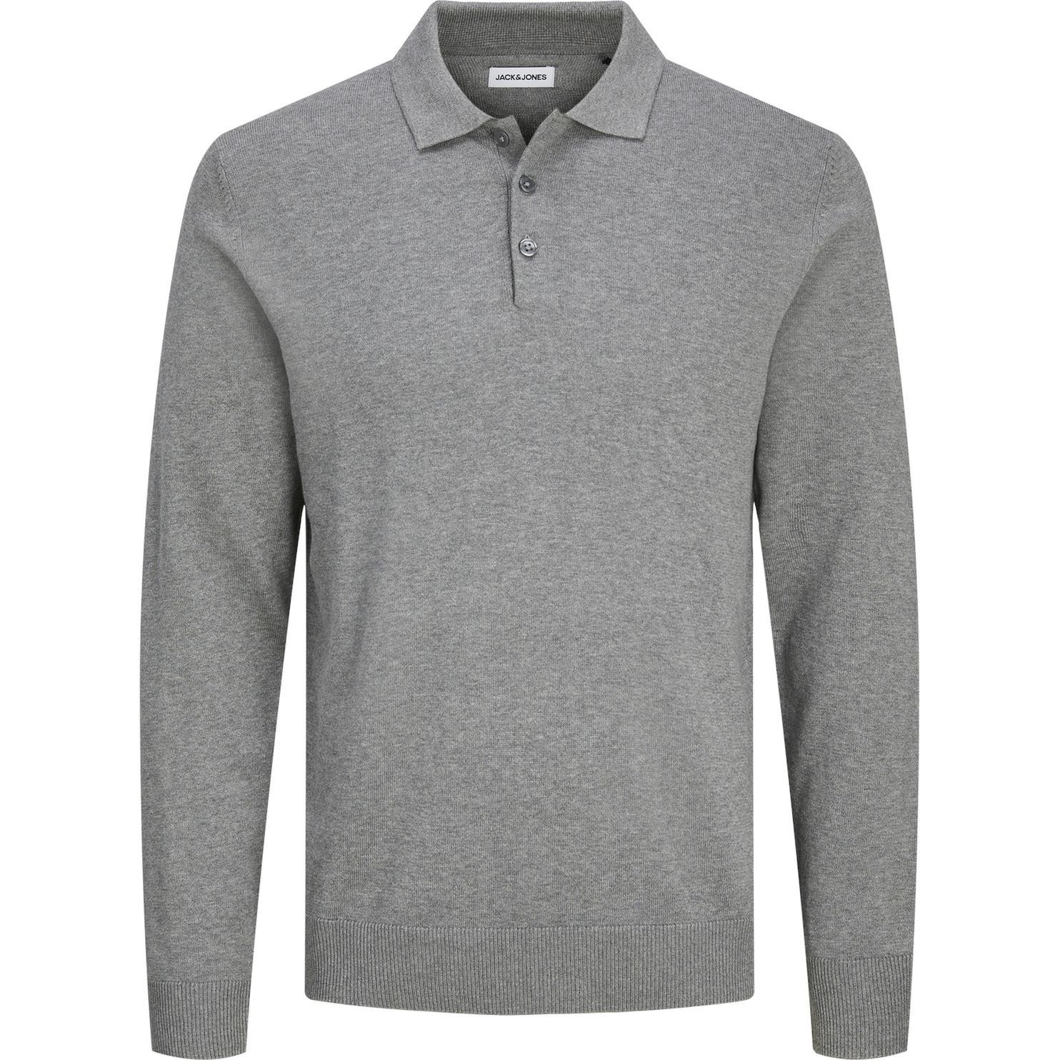 JACK & JONES Polo marškiniai ilgos rank. vyrams, Pilka, Fred knit polo