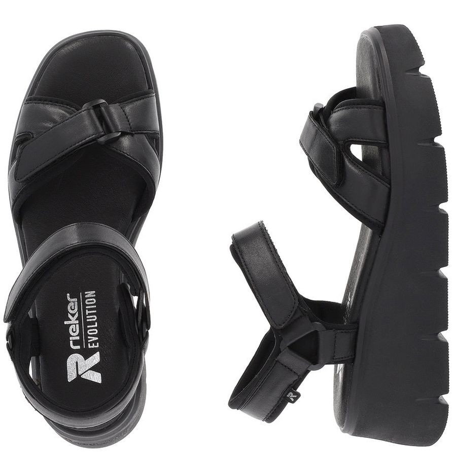 RIEKER Basutės moterims, Juoda, SANDALS 11