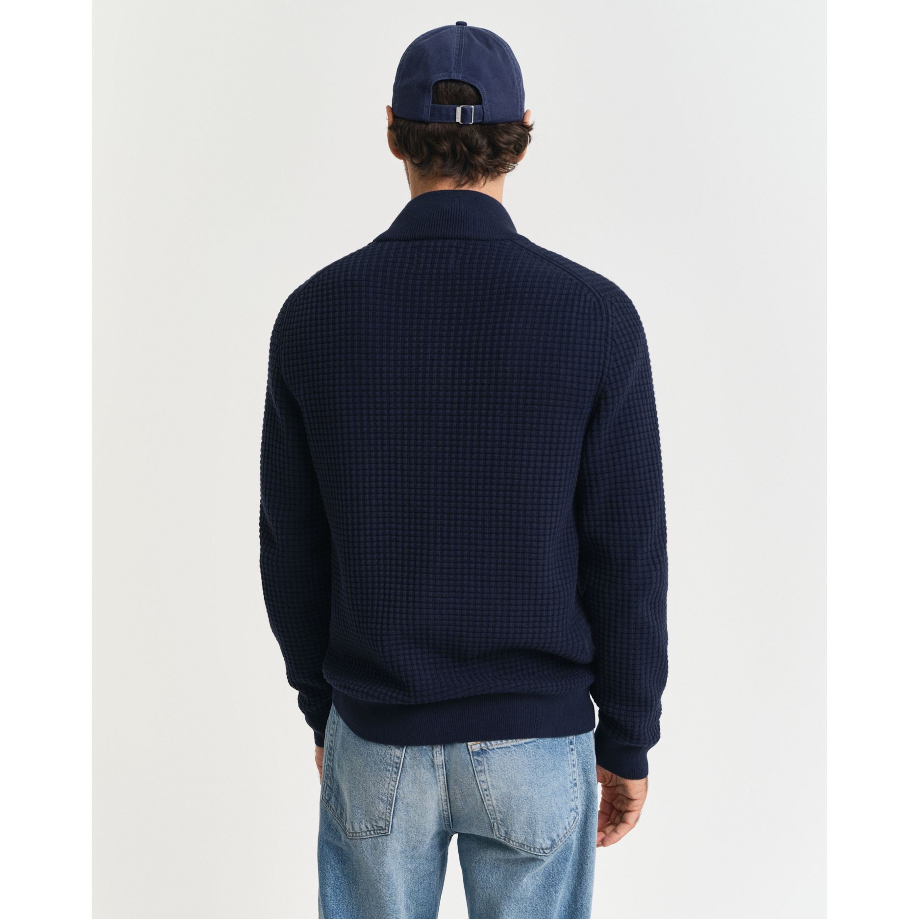 GANT Kardiganas vyrams, Mėlyna, zipped textured cotton 3