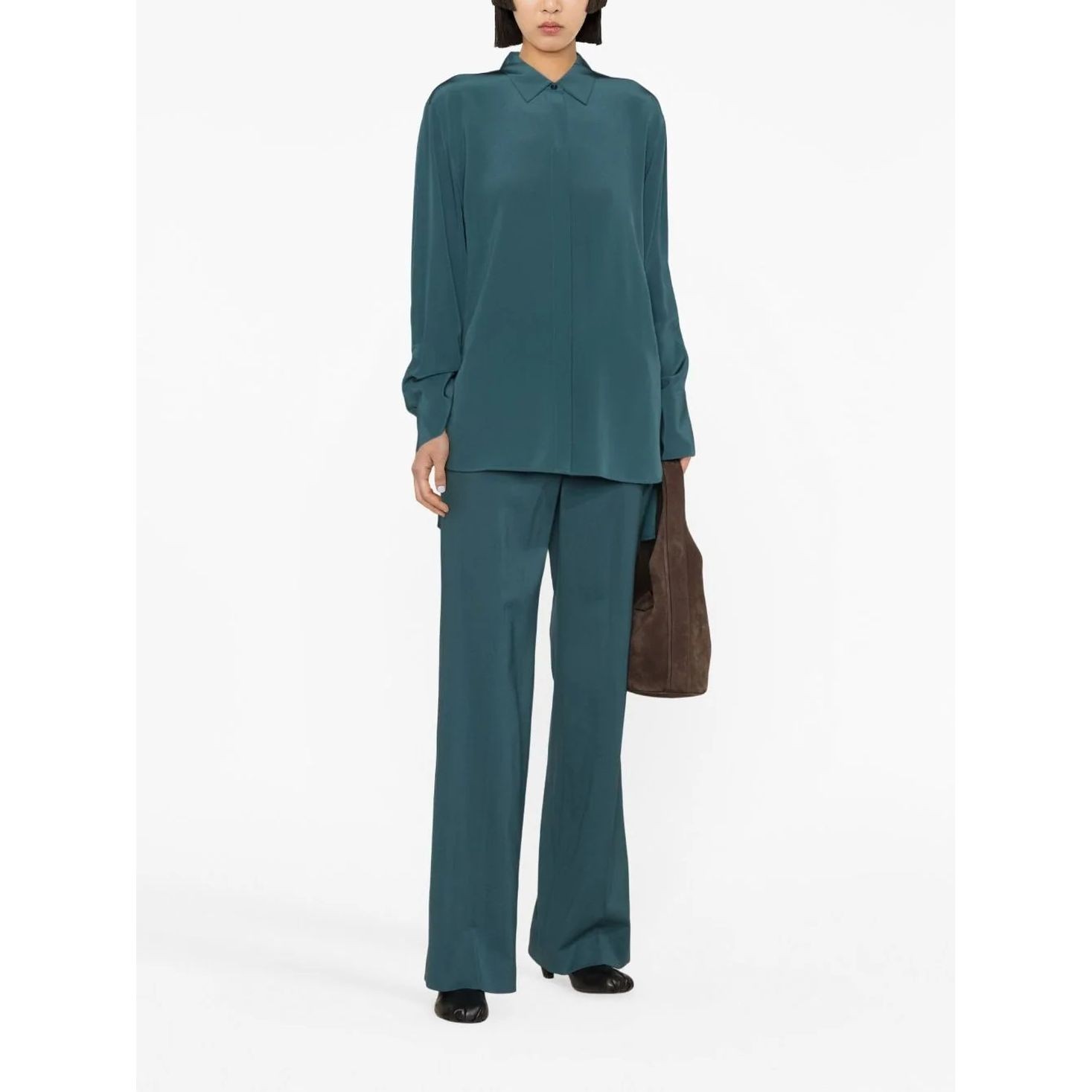 JOSEPH Marškiniai ilgomis rankovėmis moterims, Žalia, Bold crepe de soie blouse 2