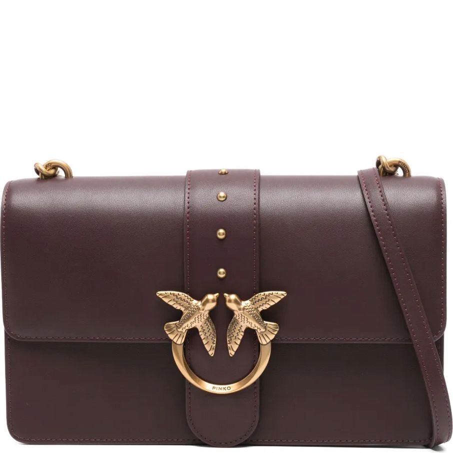 PINKO Rankinė per petį moterims, Ruda, Love leather crossbody bag 1