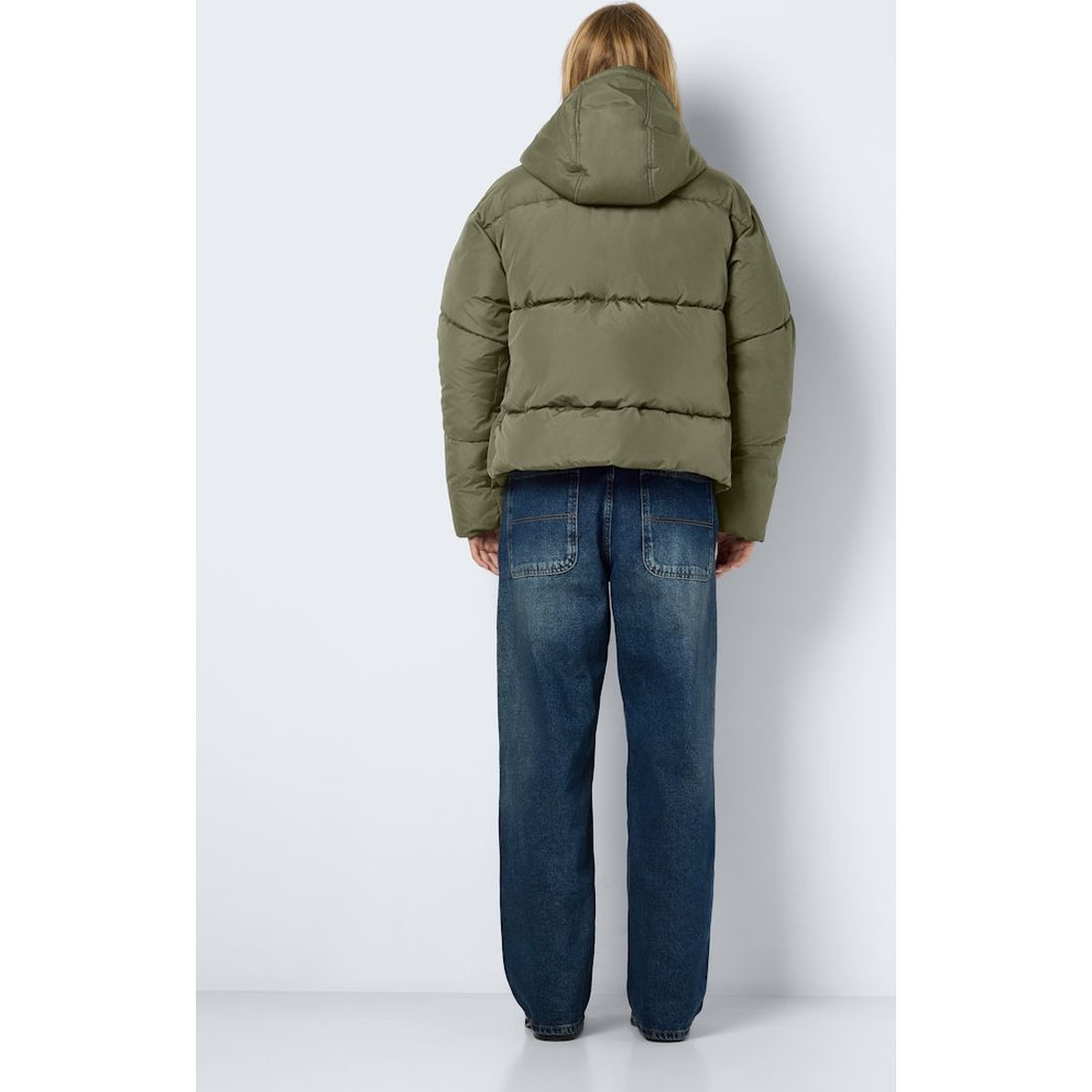 NOISY MAY Pūkinė striukė moterims, Chaki, Tenna short jacket 3