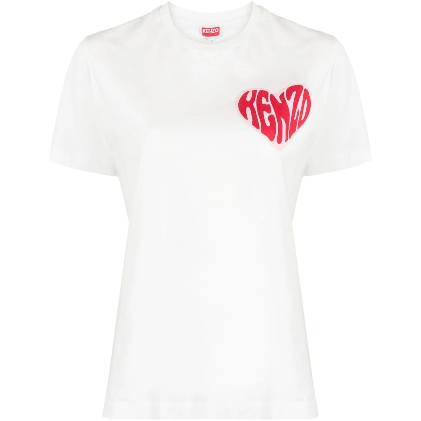 KENZO Marškinėliai trump. rankovėmis moterims, Balta, Kenzo hearts loose t-shirt 1