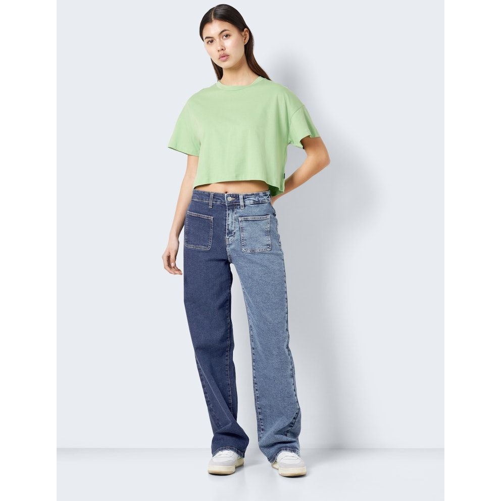 NOISY MAY Marškinėliai moterims, Žalia, NMALENA S/S O-NECK SE 6