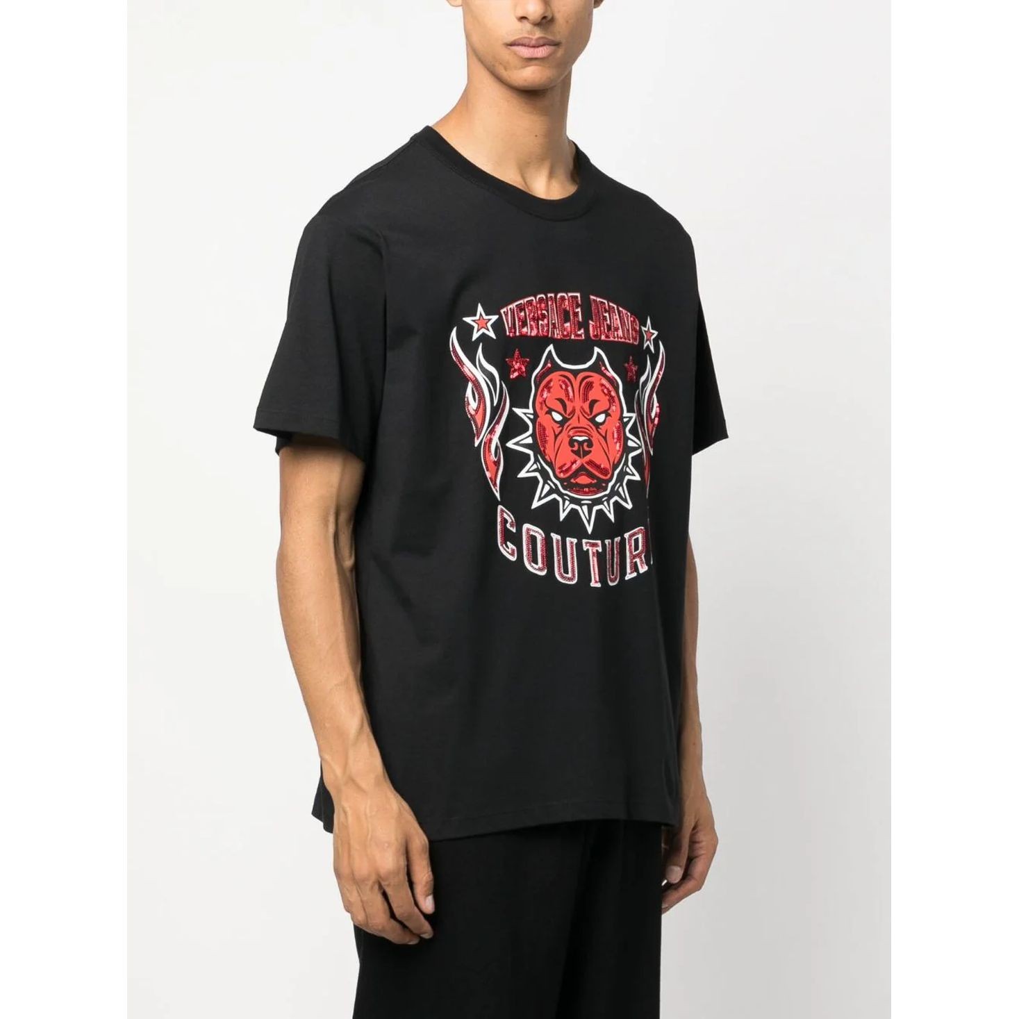 VERSACE JEANS CUTURE Marškinėliai trump. rankovėmis vyrams, Juoda, T-shirt 3