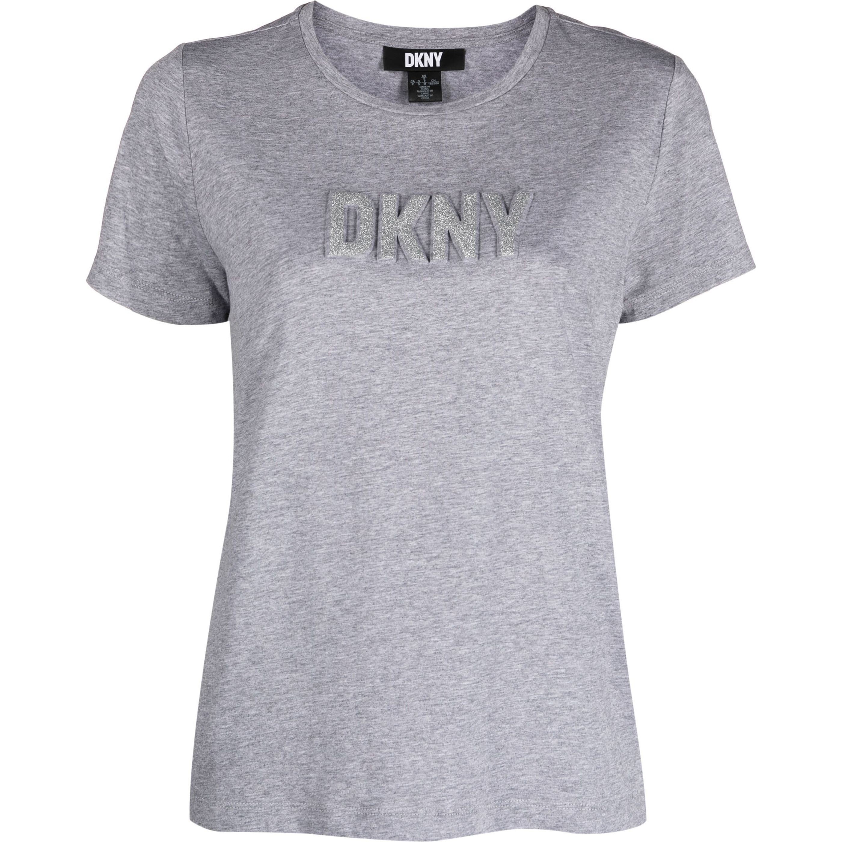 DKNY Marškinėliai trump. rankovėmis moterims, Pilka, Raised glitter logo tee 1