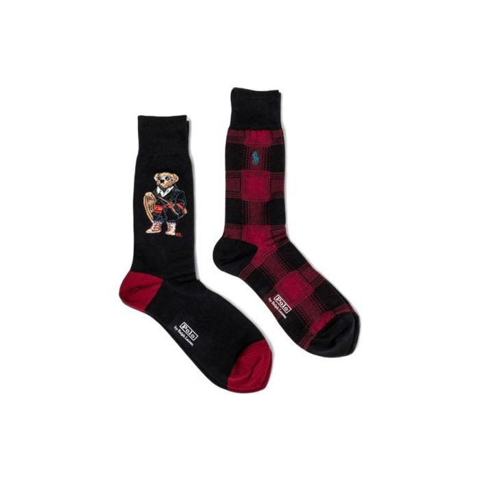 POLO RALPH LAUREN Kojinės vyrams, Juoda, Holiday bear crew sock 2 pack 2