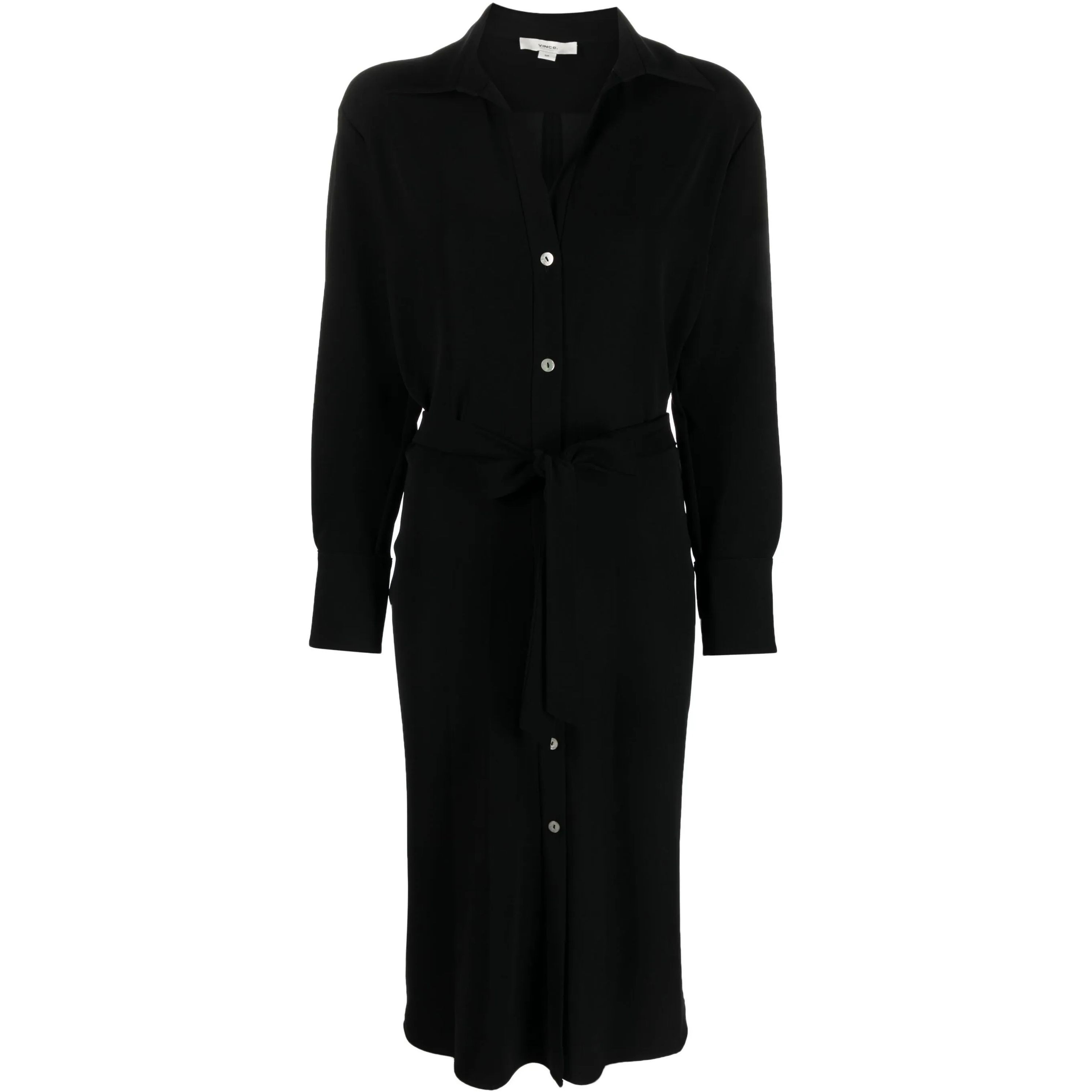 VINCE Midi suknelė moterims, Juoda, Belted l/s shirt dress 1