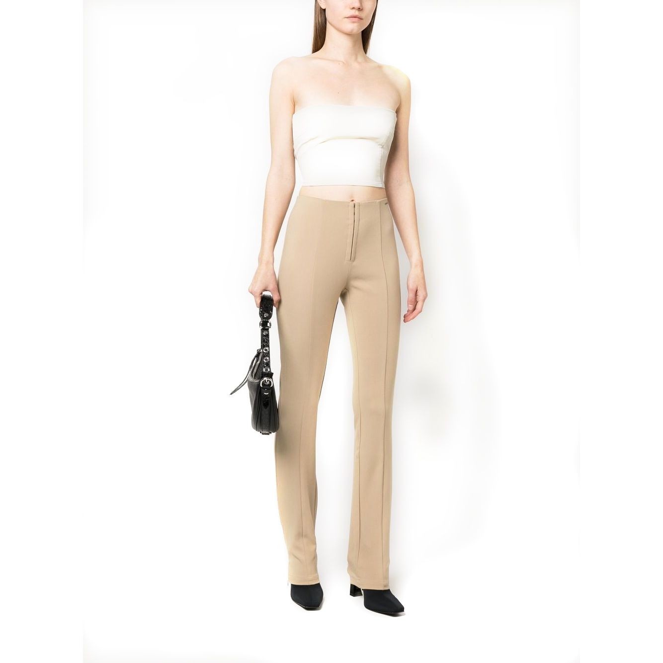 CALVIN KLEIN JEANS Formalios kelnės moterims, Smėlio, Slim fit high waist pants 2