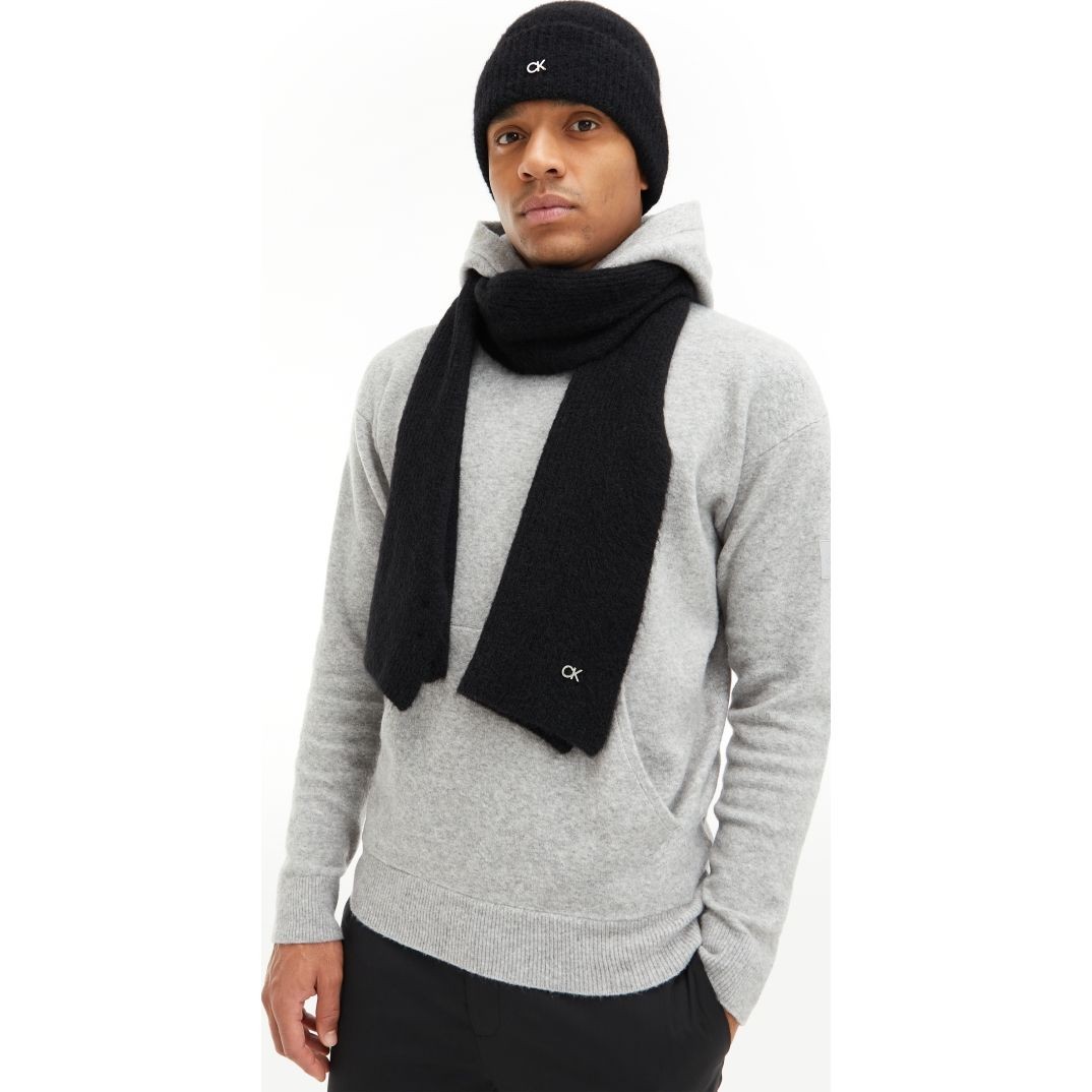 CALVIN KLEIN Kepurė vyrams, Juoda, LUX WOOL BEANIE 3