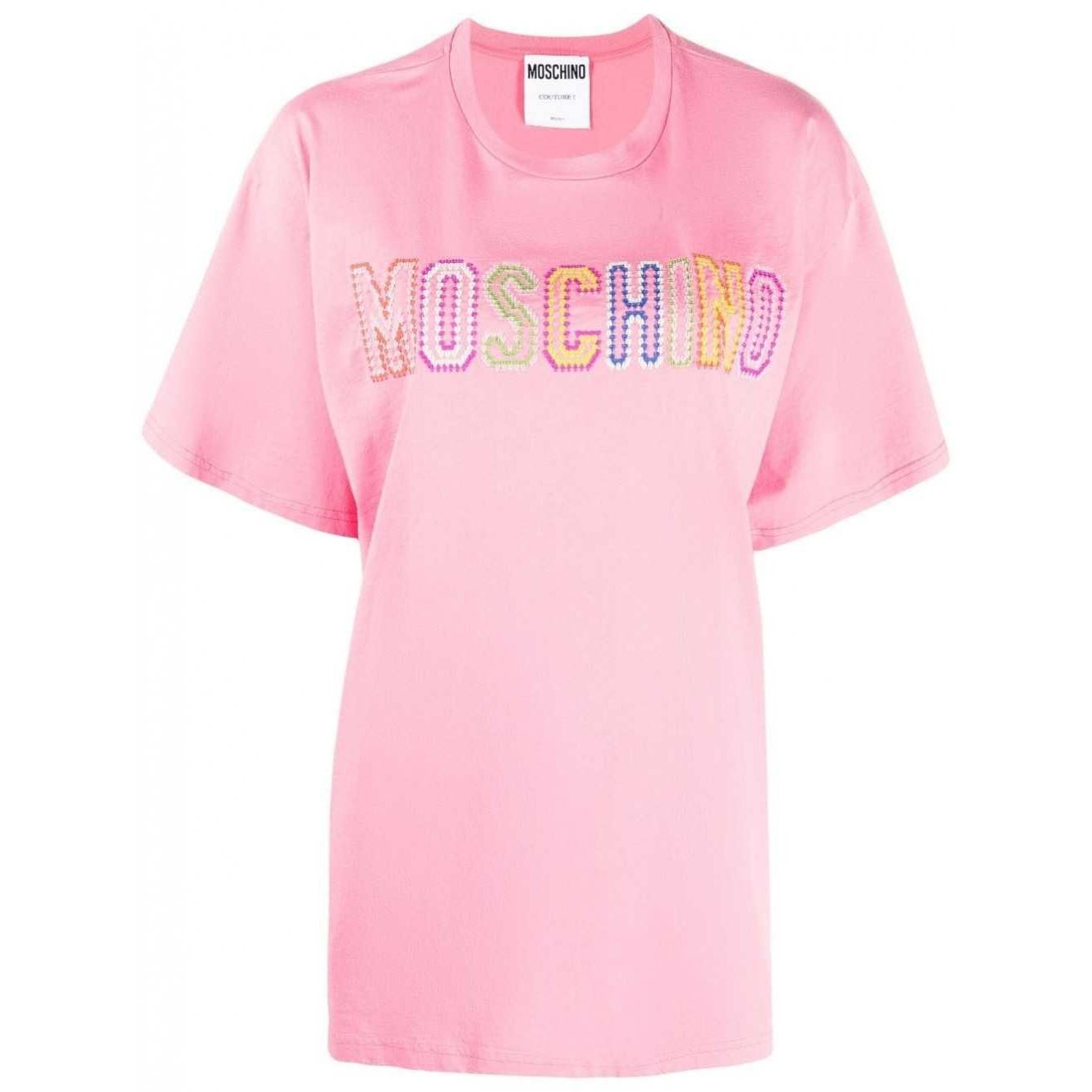 MOSCHINO Marškinėliai trump. rankovėmis moterims, Rožinė, T-shirt