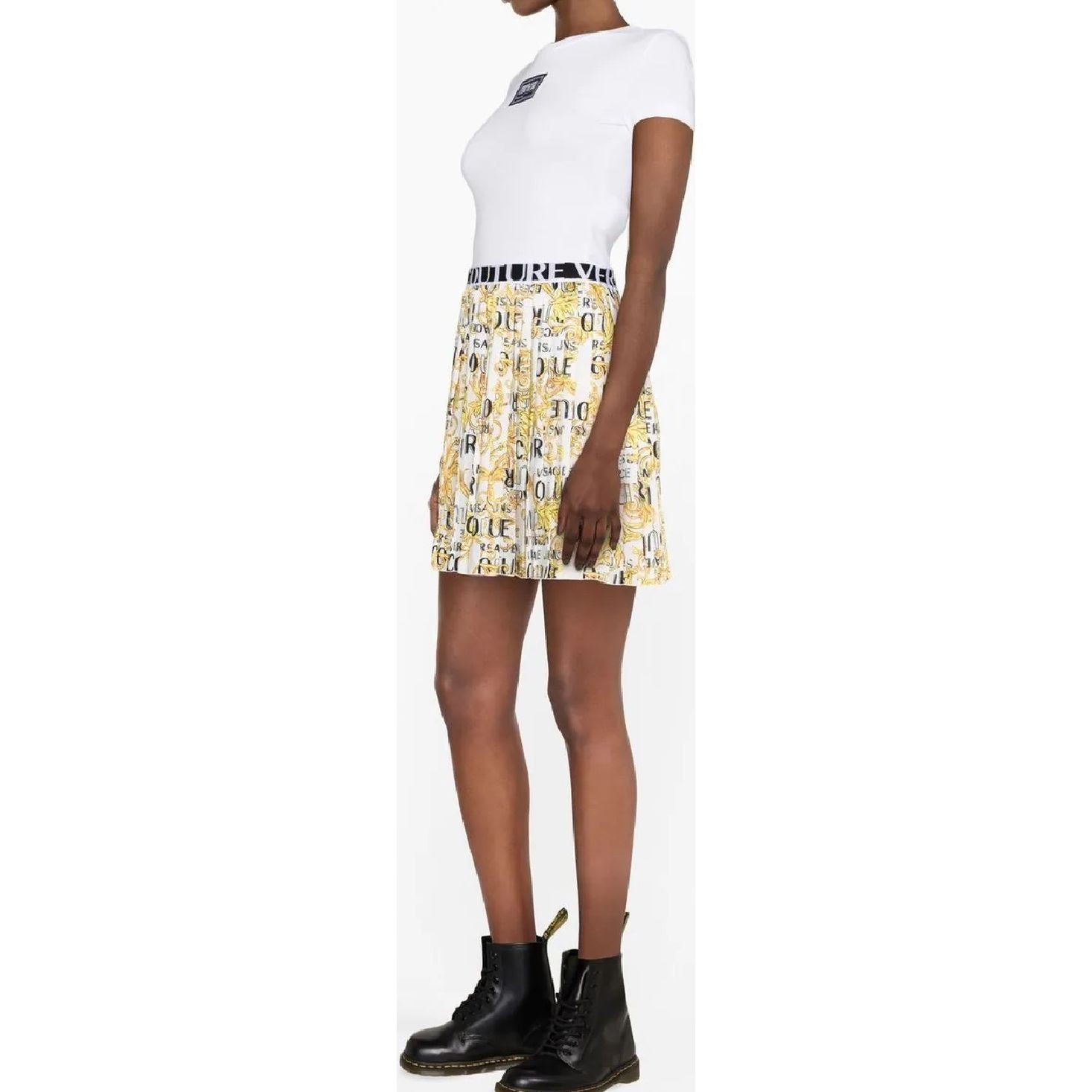 VERSACE JEANS CUTURE Mini sijonas moterims, Balta, Twill skirt 2