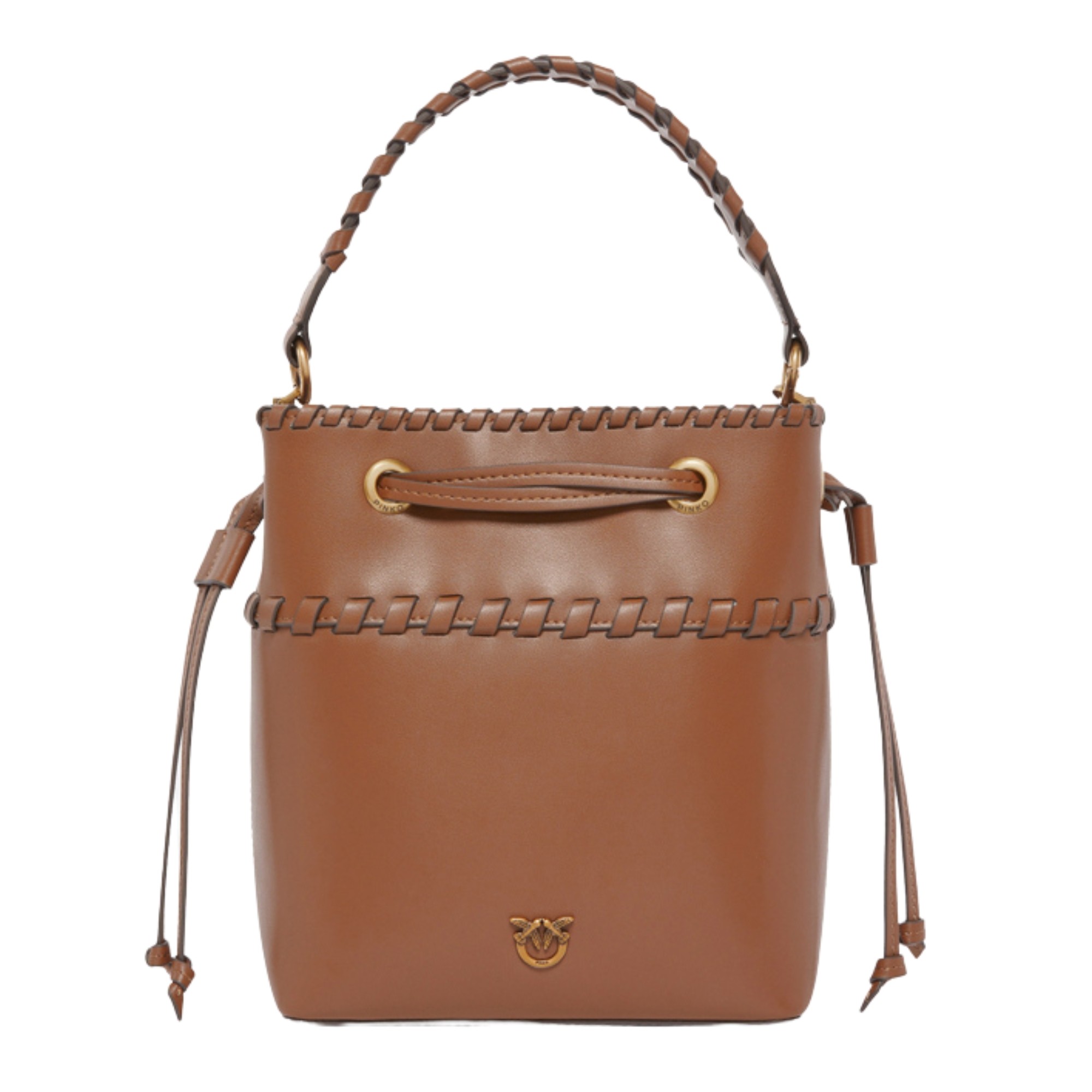 PINKO Rankinė per petį moterims, Ruda, Secchiello mini vitello seta + 1