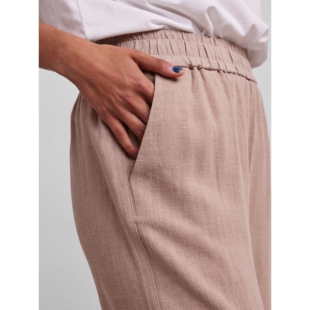 PIECES Kelnės moterims, Žalia, PCVINSTY HW LINEN CUL 5