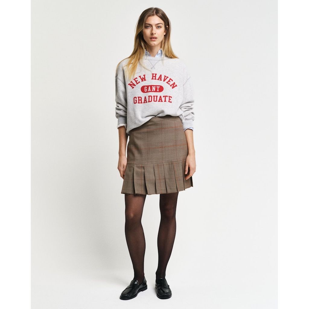 GANT Midi sijonas moterims, Ruda, Checked pleated skirt 2